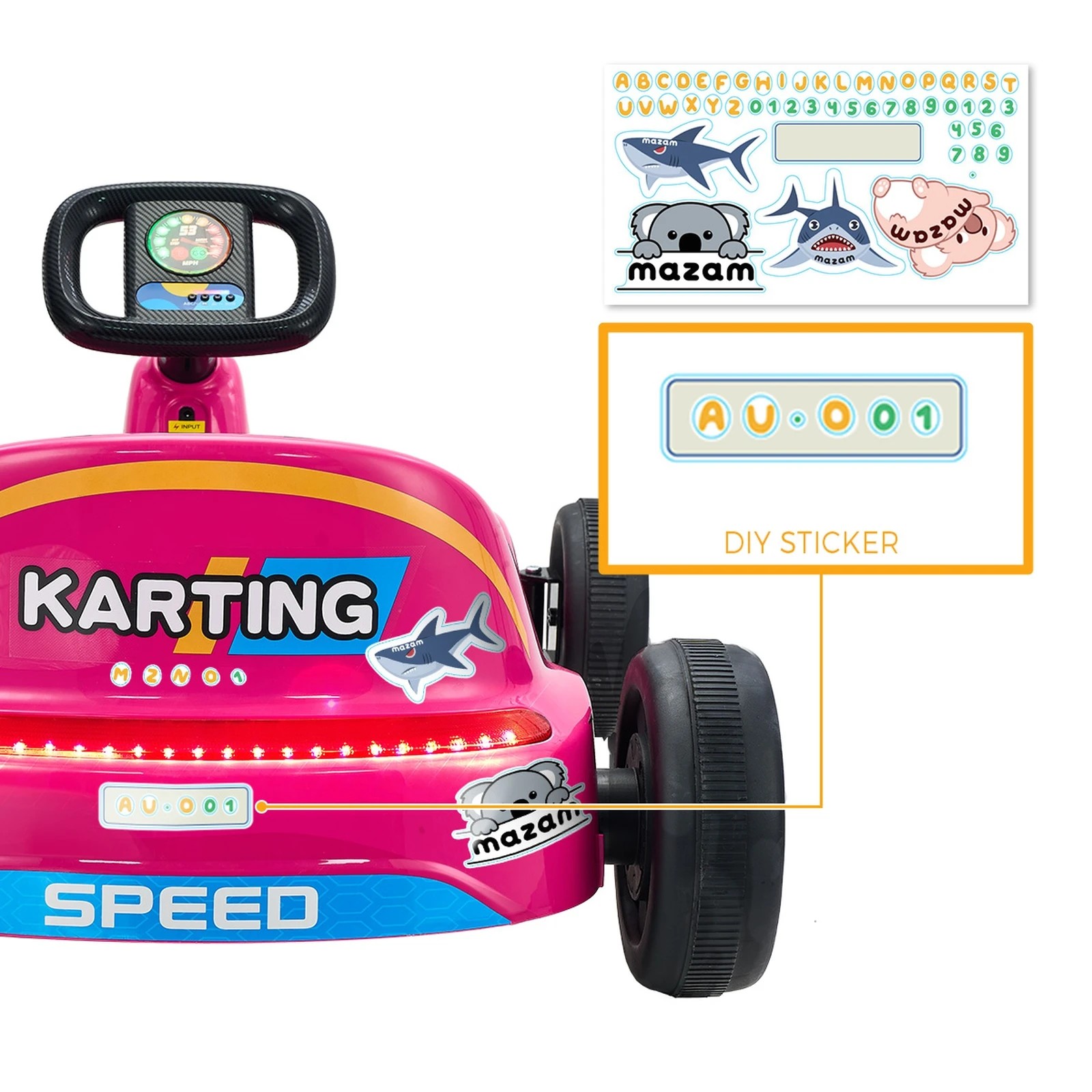 7 Mazam Kids Ride On Car Electric Kart Bluetooth Light Music Remote Control
 - Pink, 7 of 10