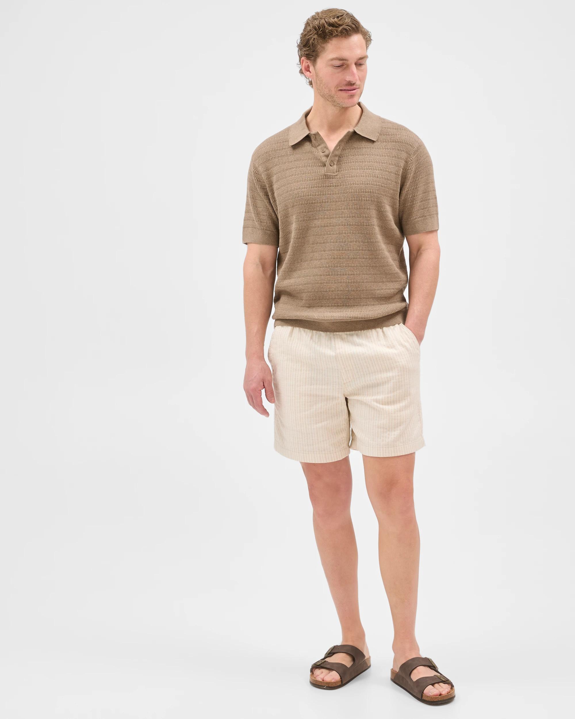 1 Target Man Australian Cotton Blend Textured Shorts NEUTRAL STRIPE, 1 of 7