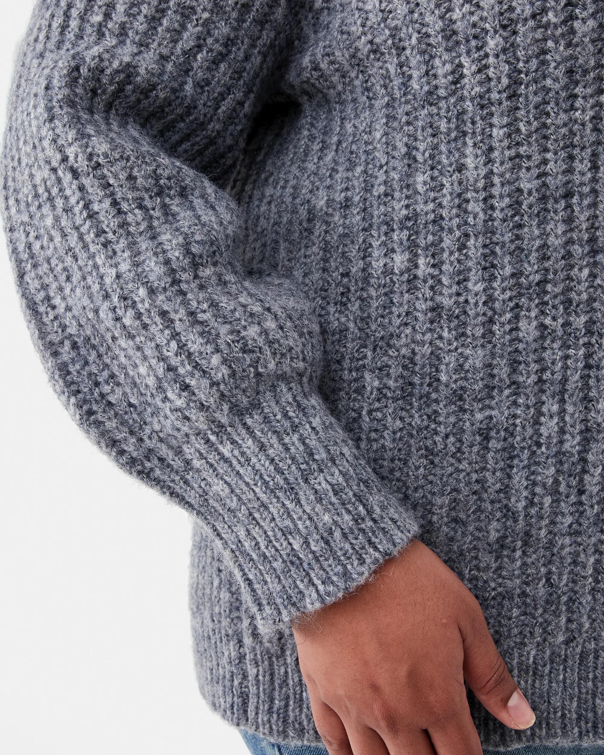 7 Curve Long Sleeve Chunky Knit Zip Through Sweatshirt Gry Chmrle, 7 of 7