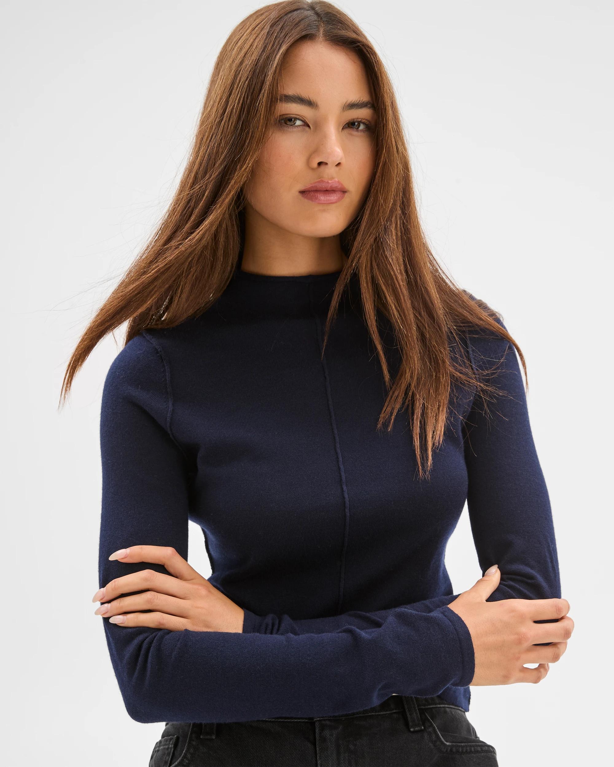 4 Lily Loves Exposed Seam Skivvy Top NAVY, 4 of 6