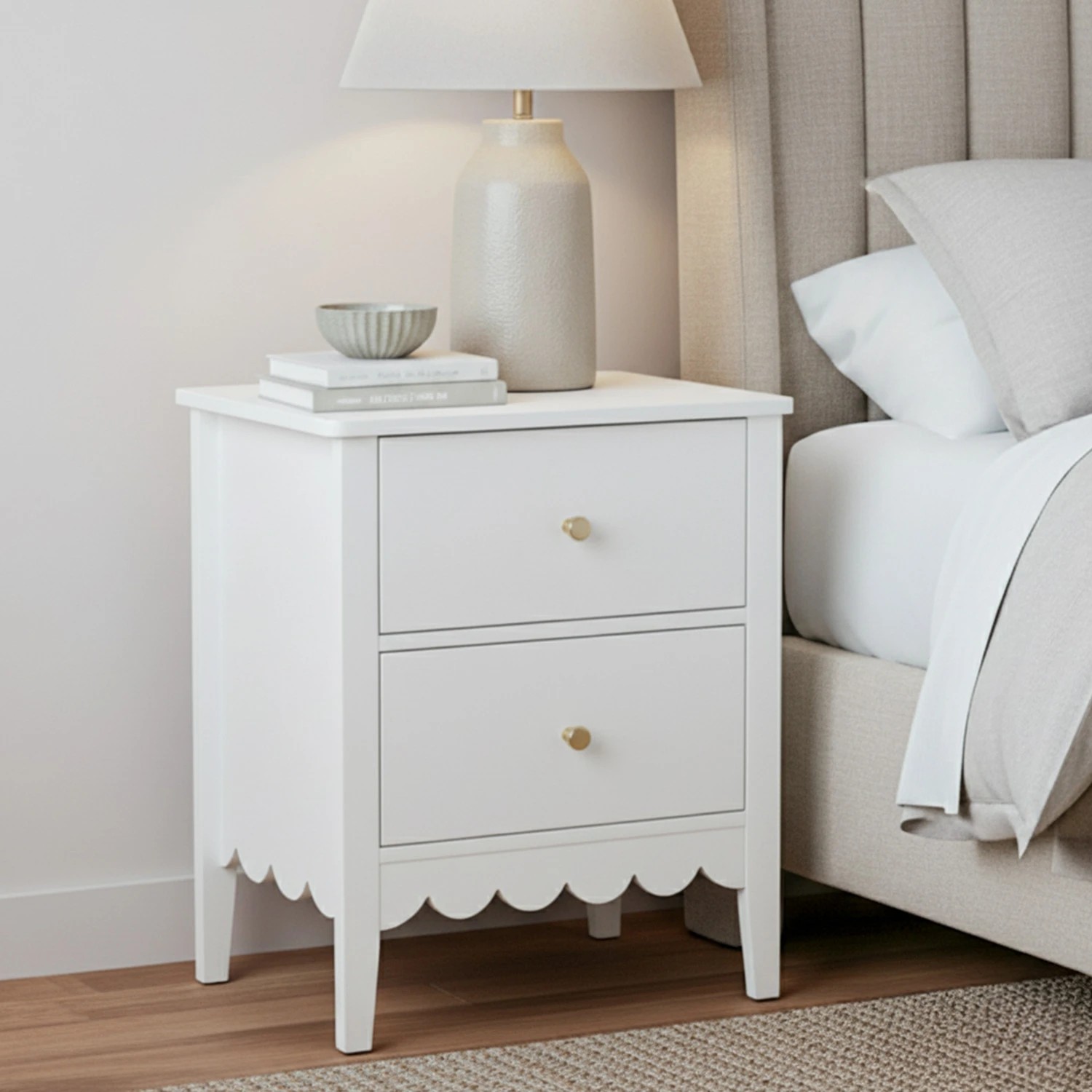 4 Artiss Bedside Table 2 Drawers Bedroom Storage Nightstand - White, 4 of 7