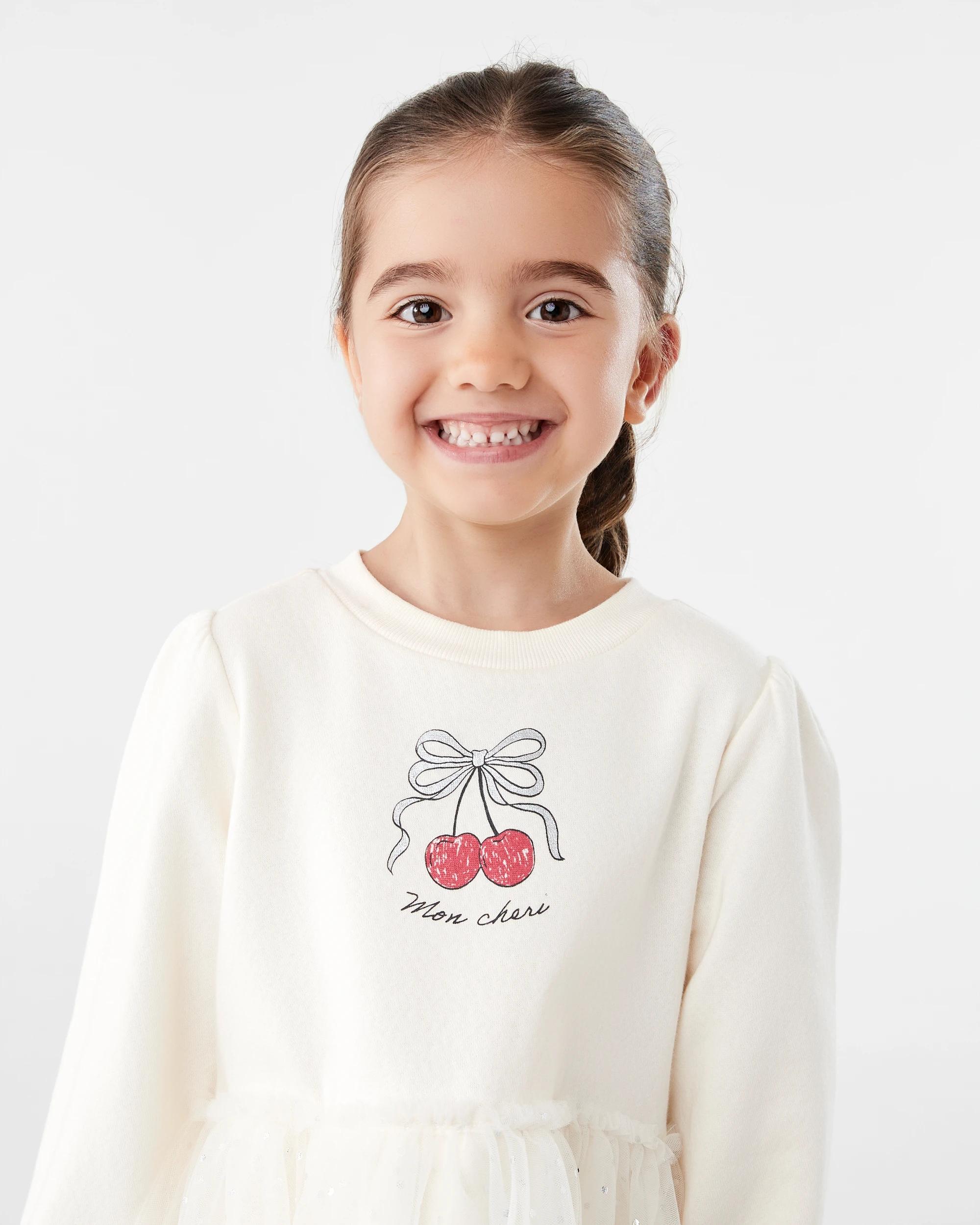 3 Long Sleeve Fleece Tutu Dress Bge Cherry, 3 of 8