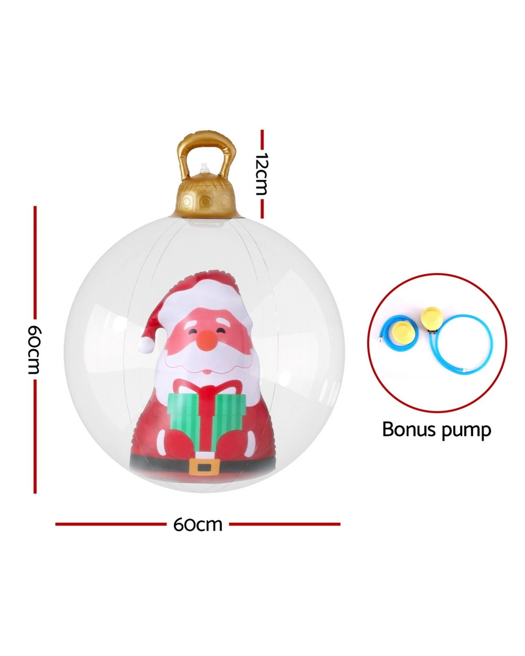 2 Jingle Jollys Christmas Inflatable Ball 60cm Santa Decoration Giant Bauble Clear
 - White, 2 of 3