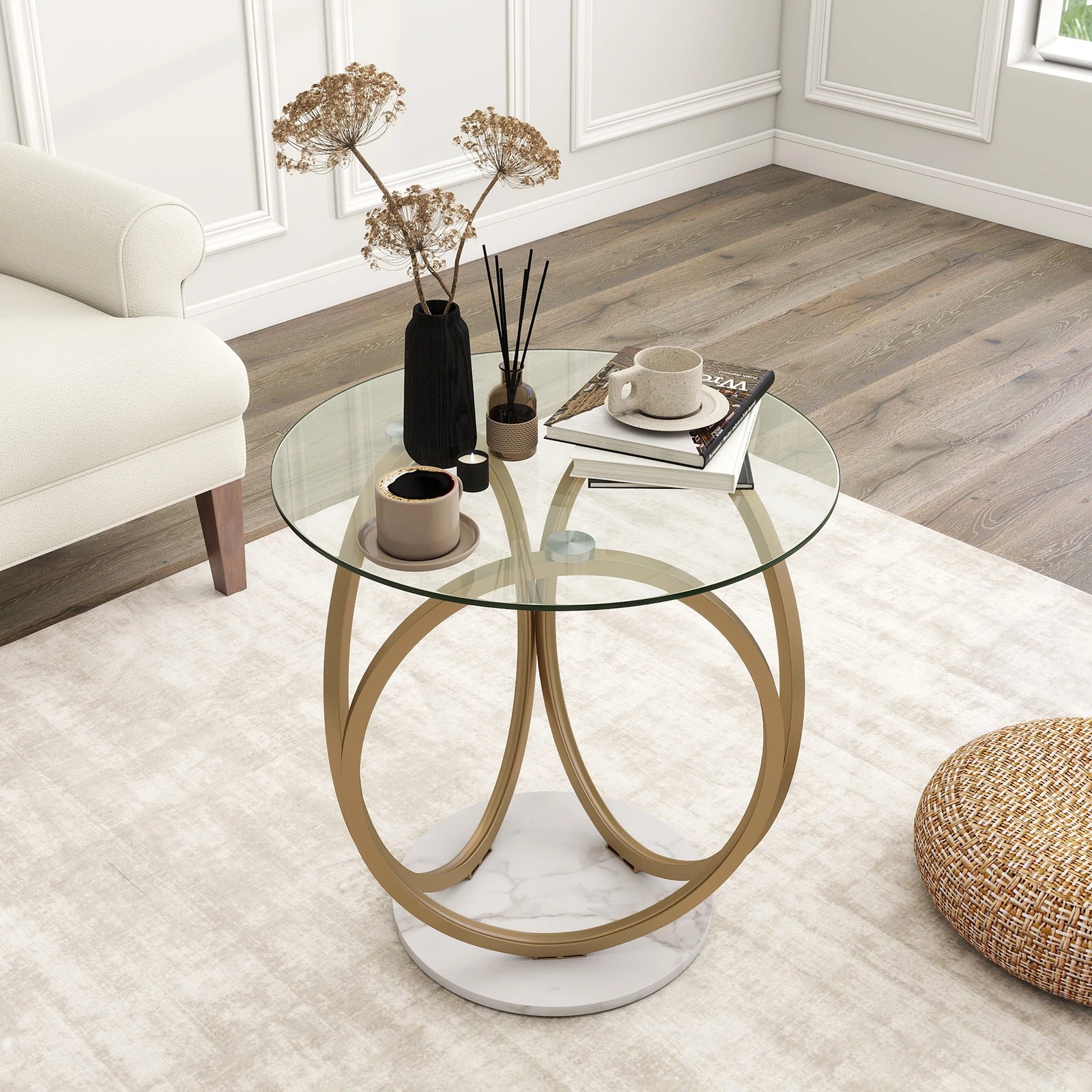 6 Costway Tempered Glass Coffee Table Modern Accent Center Table, 6 of 7