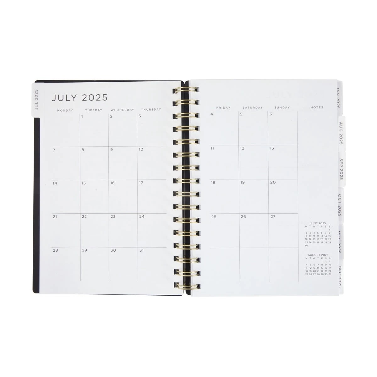 6 2025-26 A5 Spiral Weekly Diary - Black, 6 of 7