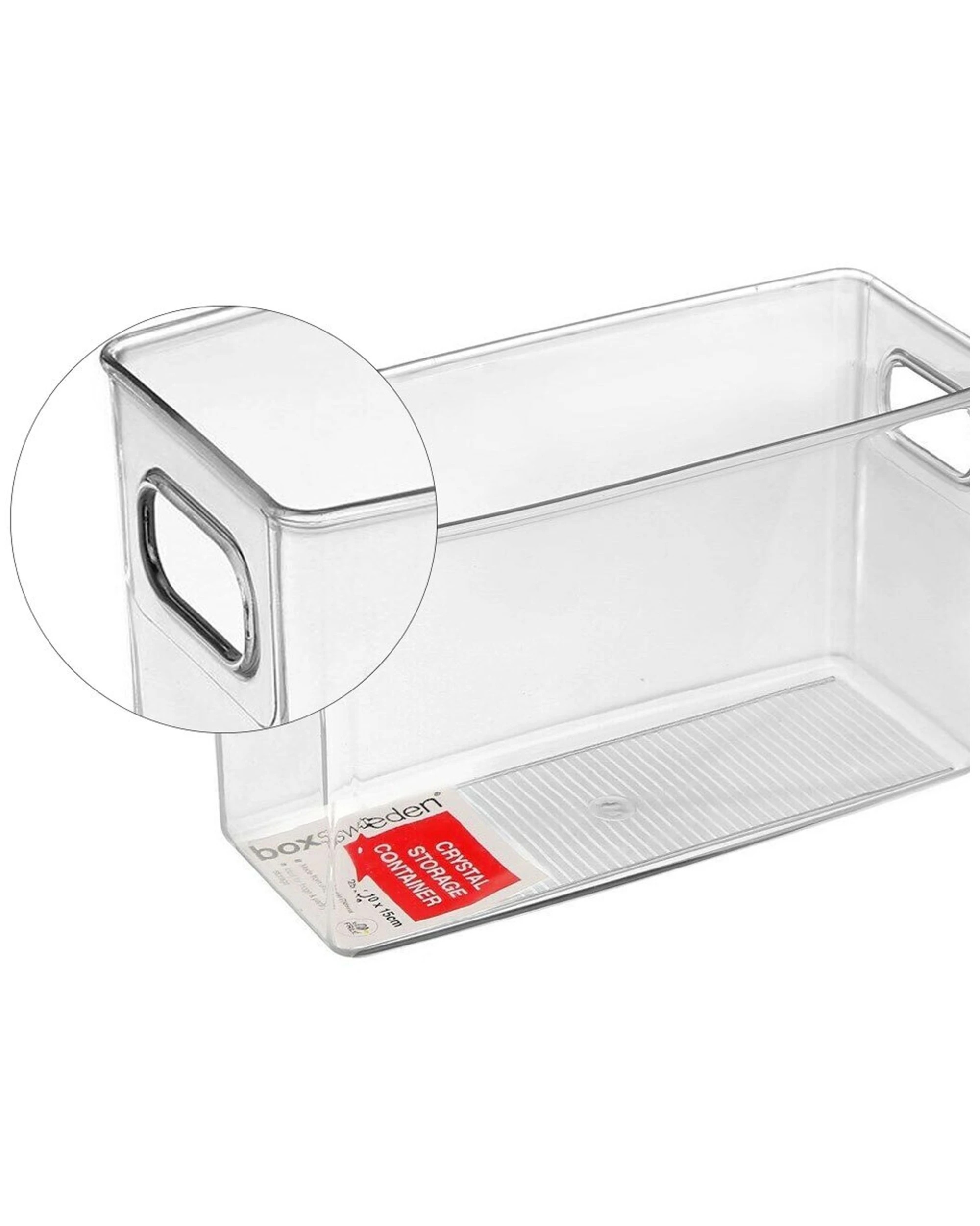 3 Boxsweden Crystal Storage Container 25cm Medium Fridge Pantry Organiser - Plastic With Handles.
 - Clear, 3 of 3
