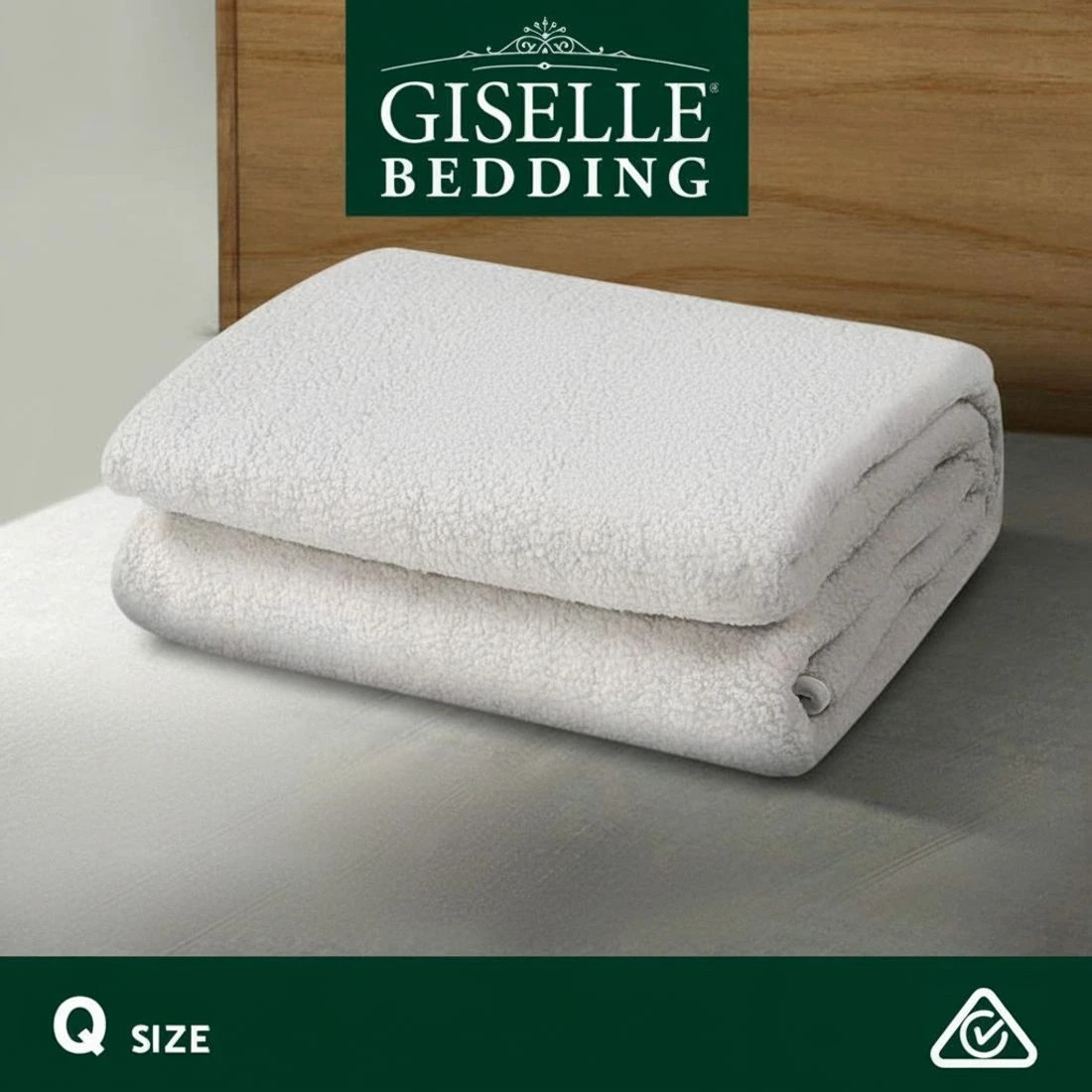 7 Giselle Electric Blanket Queen Fitted Heated Pad Fleecy Underlay Washable Winter - White, 7 of 8