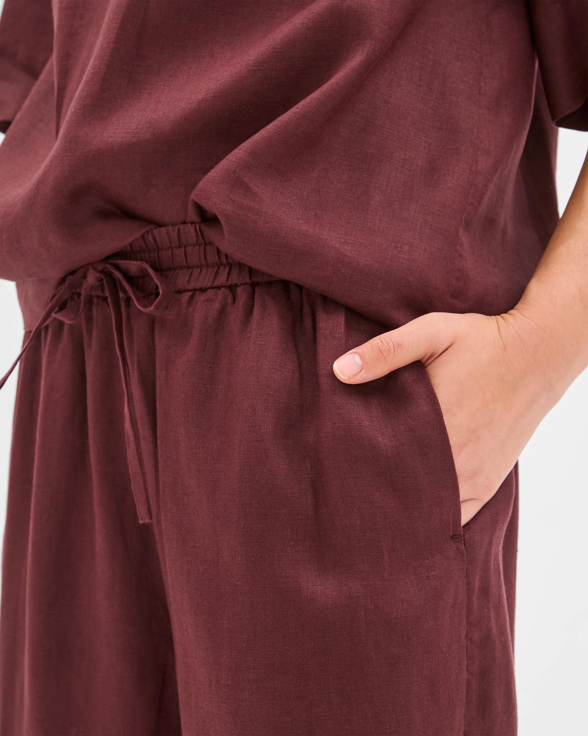 5 Target Woman Resort European Linen Trim Crop Pants CHOCOLATE PLUM, 5 of 6