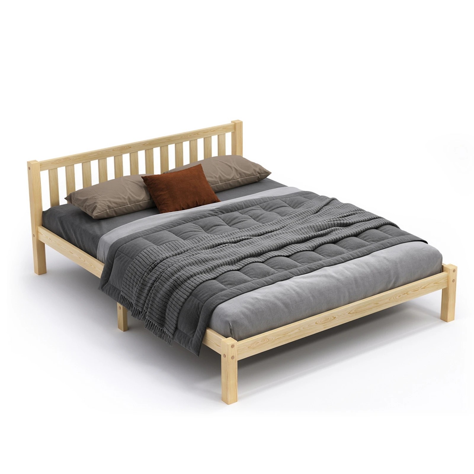 1 Alfordson Bed Frame Wooden Timber Double Size Mattress Base Platform Fenella - Natural, 1 of 10