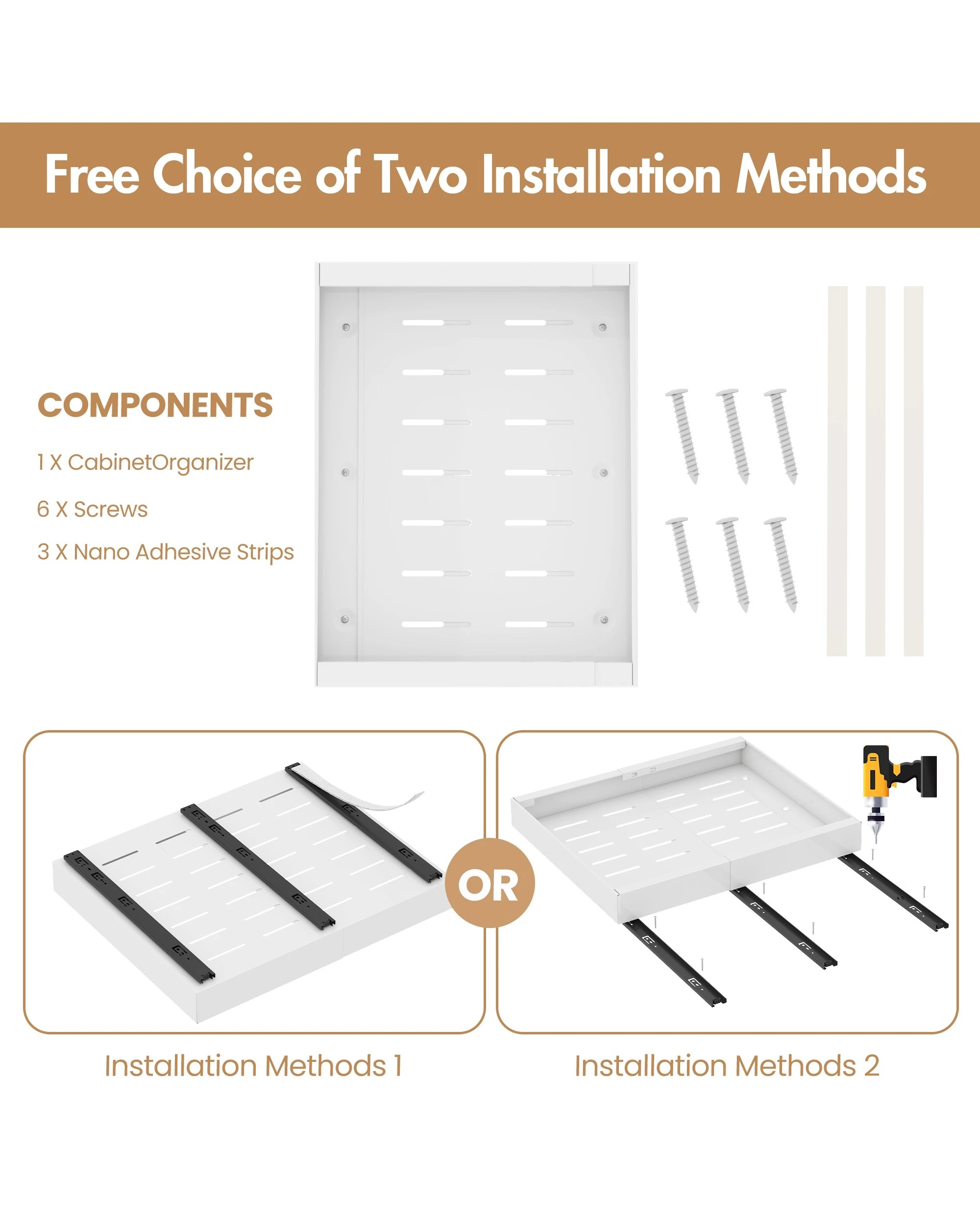 4 Advwin Extendable Cabinet Organizer With Pull Out 3 Slide Rails
 - White, 4 of 10