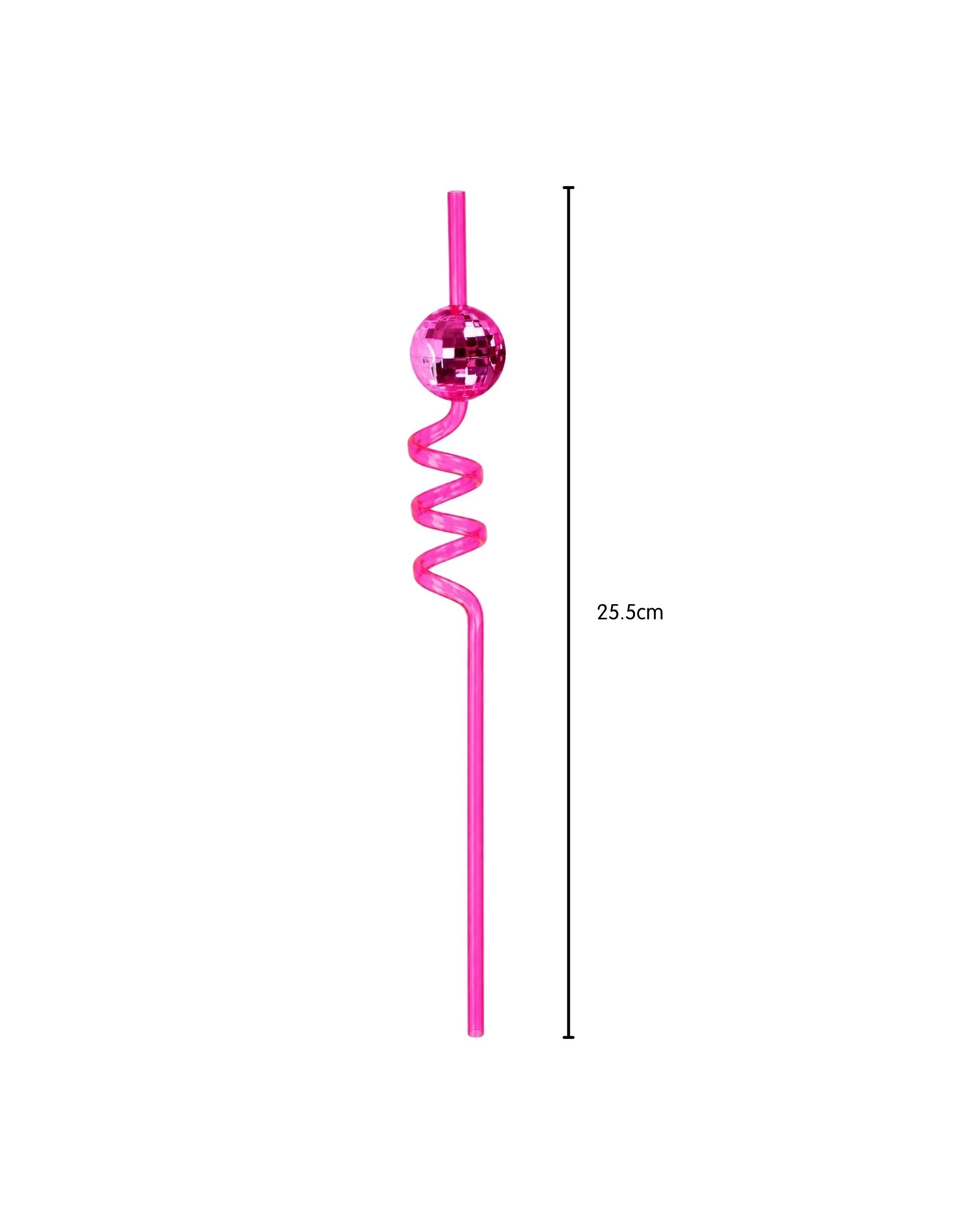2 Party Maker Disco Ball Curly Straws Pack of 2 - Pink, 2 of 3