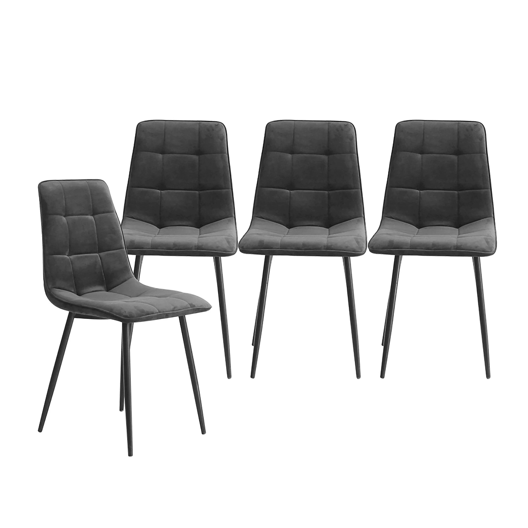 2 Levede 8x Dining Chairs Soft Velvet - Grey, 2 of 8