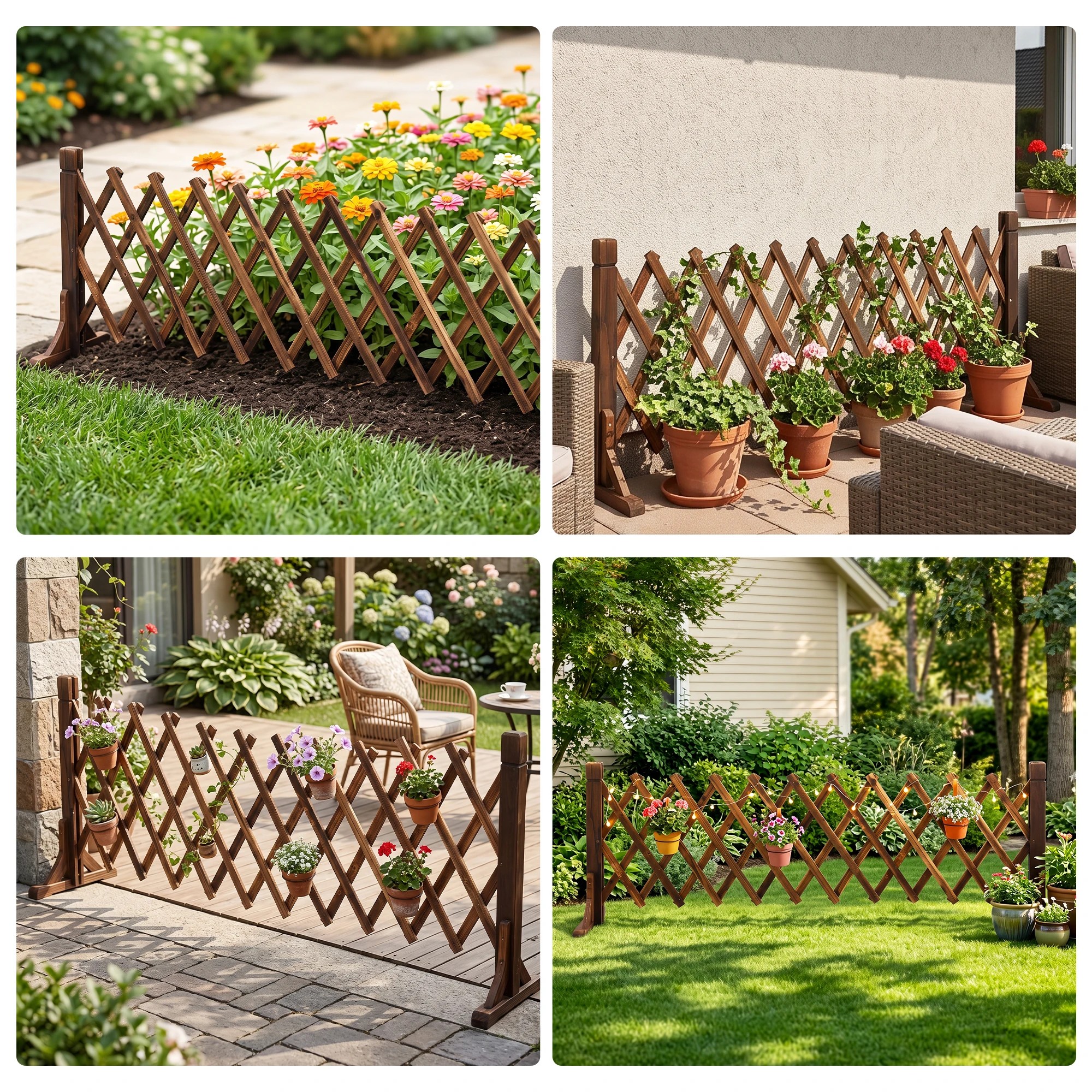 7 Gardeon Garden Fences Expandable Wooden Trellis Fence Plant Frame 160cm - Charcoal, 7 of 8