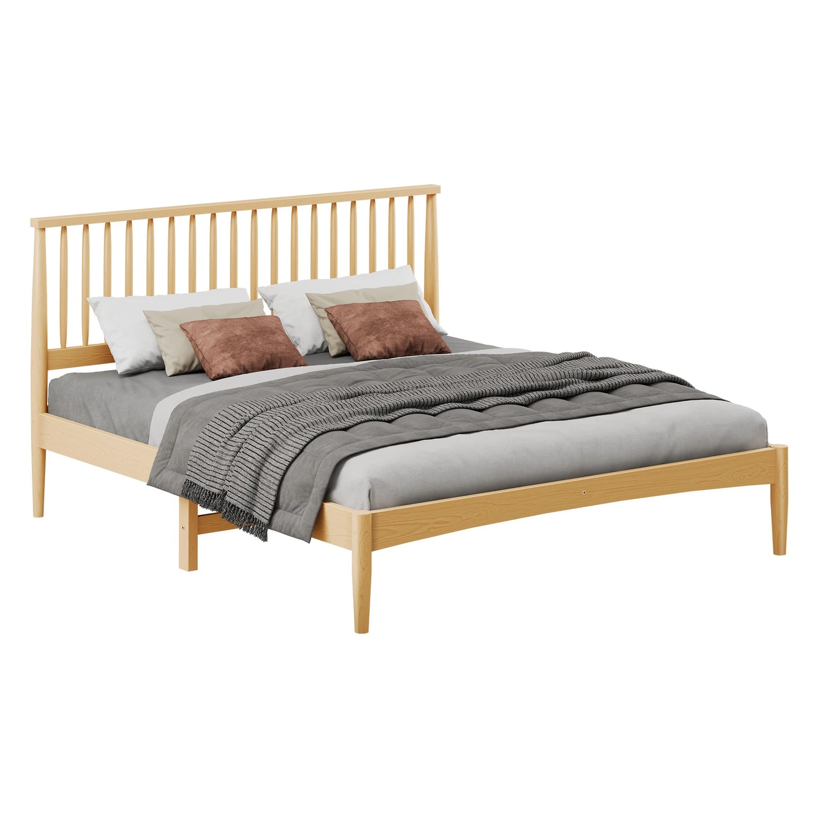 1 Alfordson Bed Frame Wooden King Size Timber Base Foundation Caelus - Natural, 1 of 10