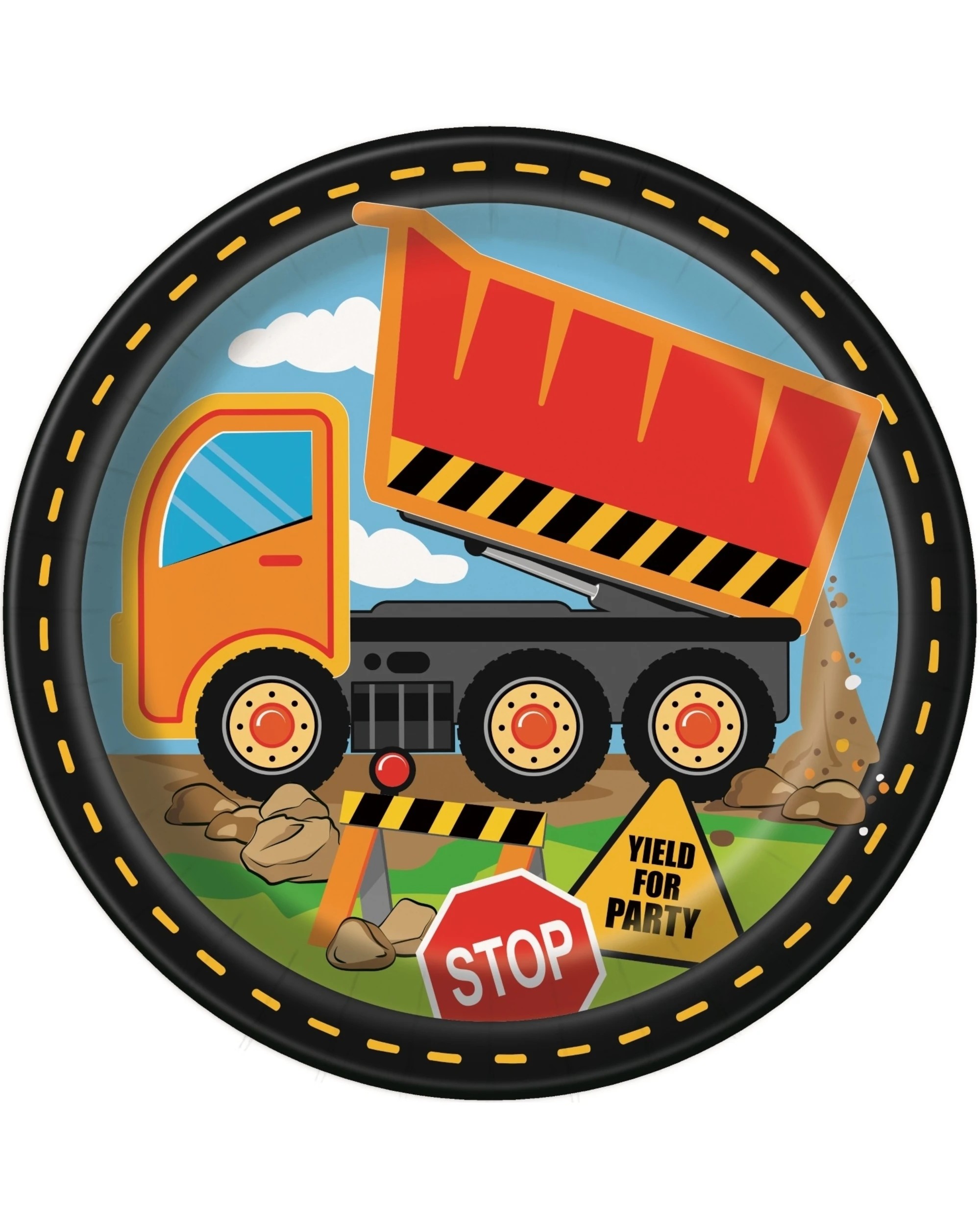 1 Unique Construction Party Large Paper Plates Pack of 8, 1 of 1