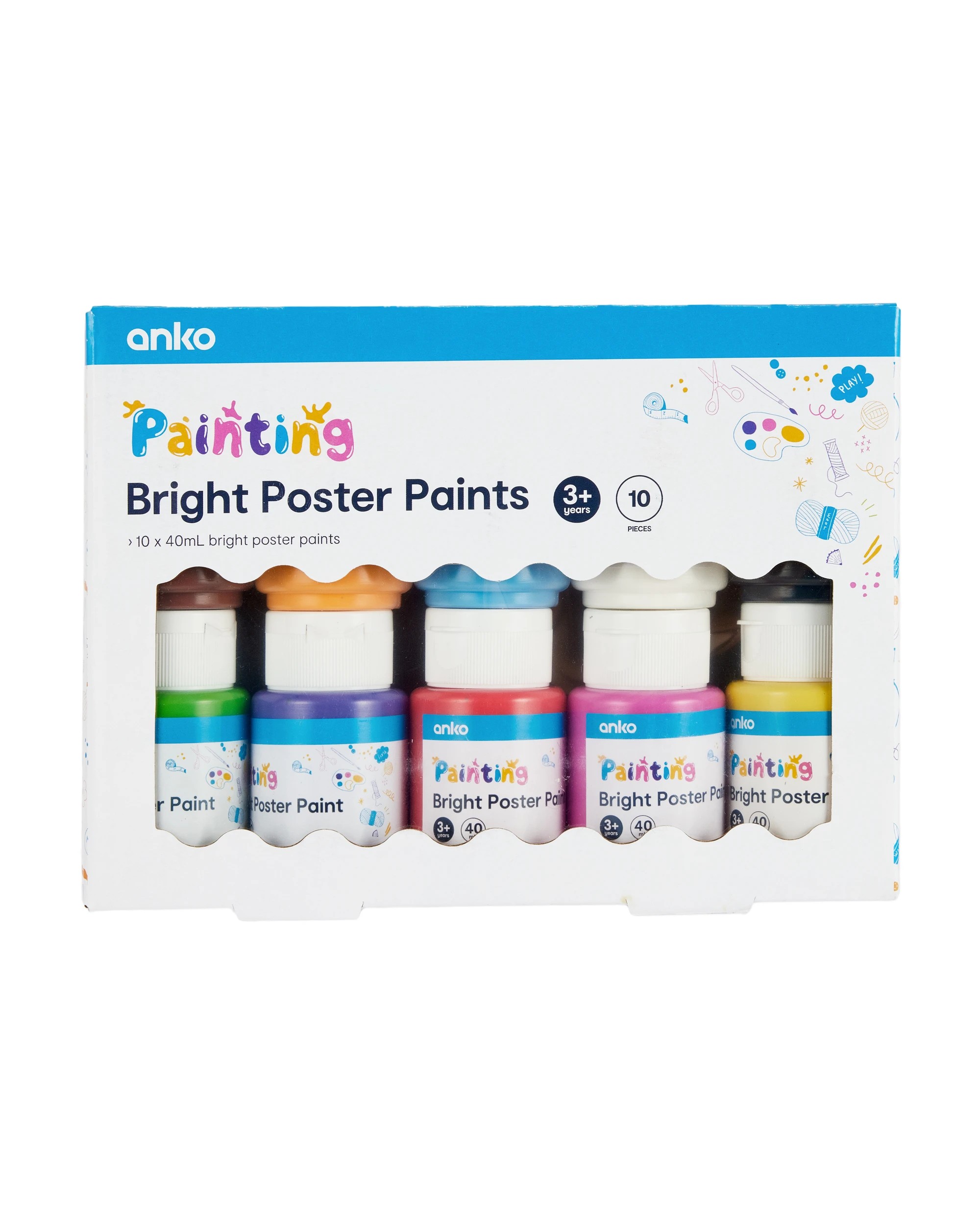 1 10 Piece Bright Poster Paints, 1 of 3