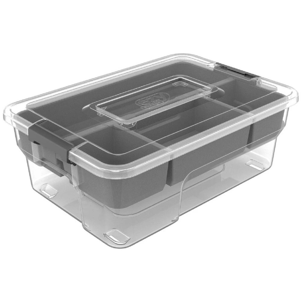 1 Ezy Storage 5L Sort It Storage Container Transparent Grey, 1 of 9