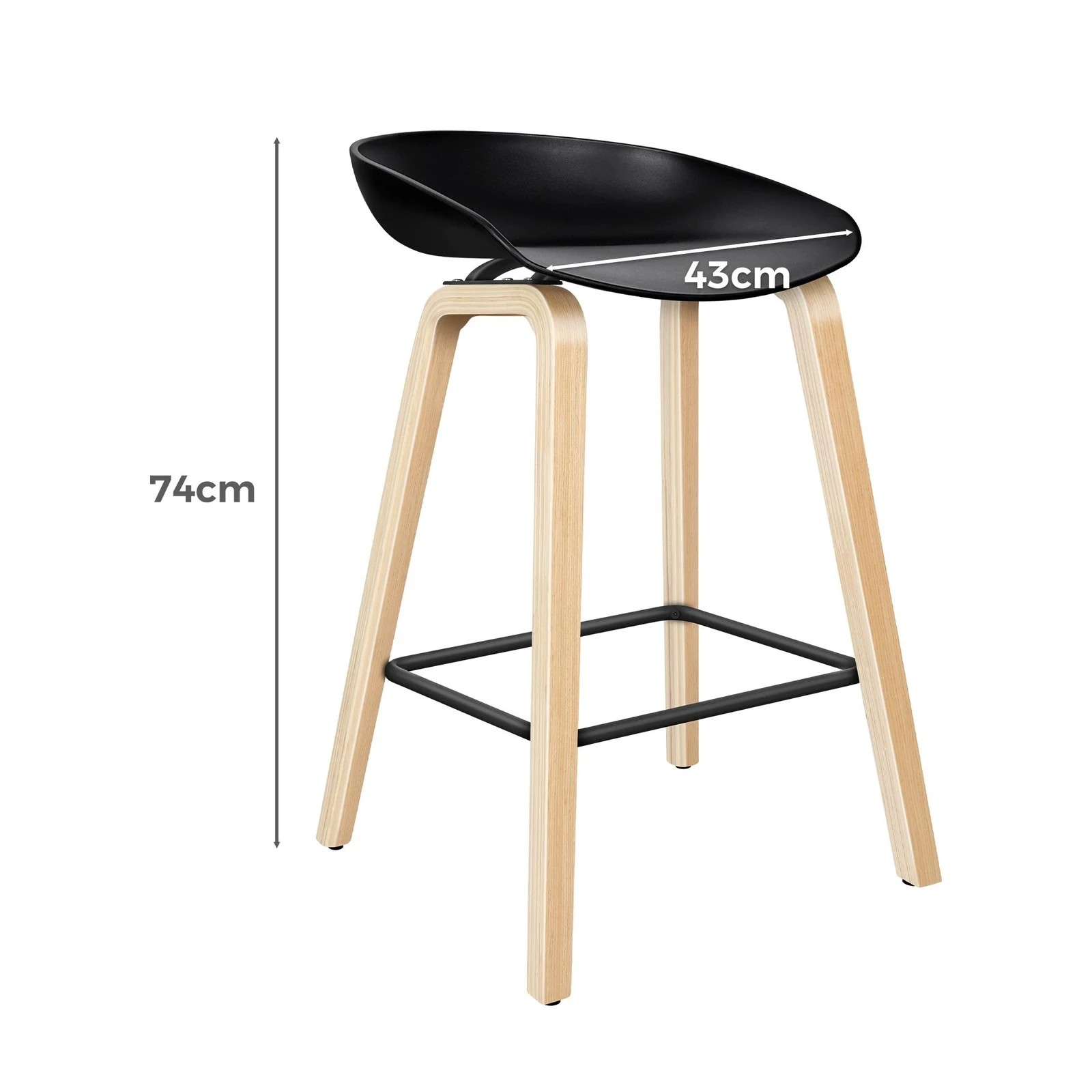 6 Alfordson 4x Kitchen Bar Stools Counter Wooden Chairs - Black, 6 of 7