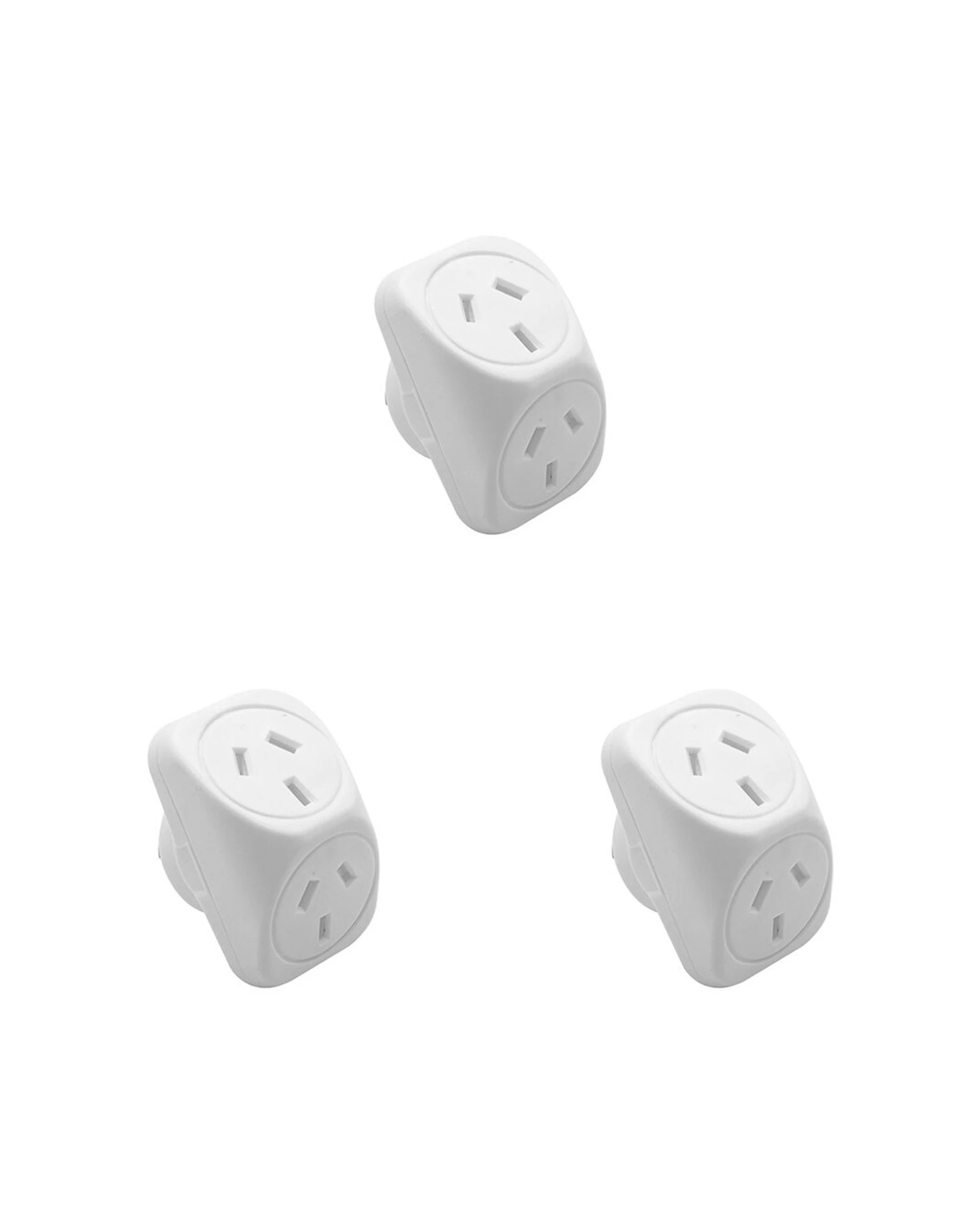 1 Moki 3PK Angled Double Power Travel Adaptor Dual Socket Plug - White, 1 of 2