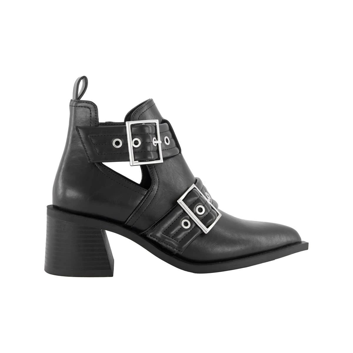 1 Open Double Buckle Boots Black, 1 of 4