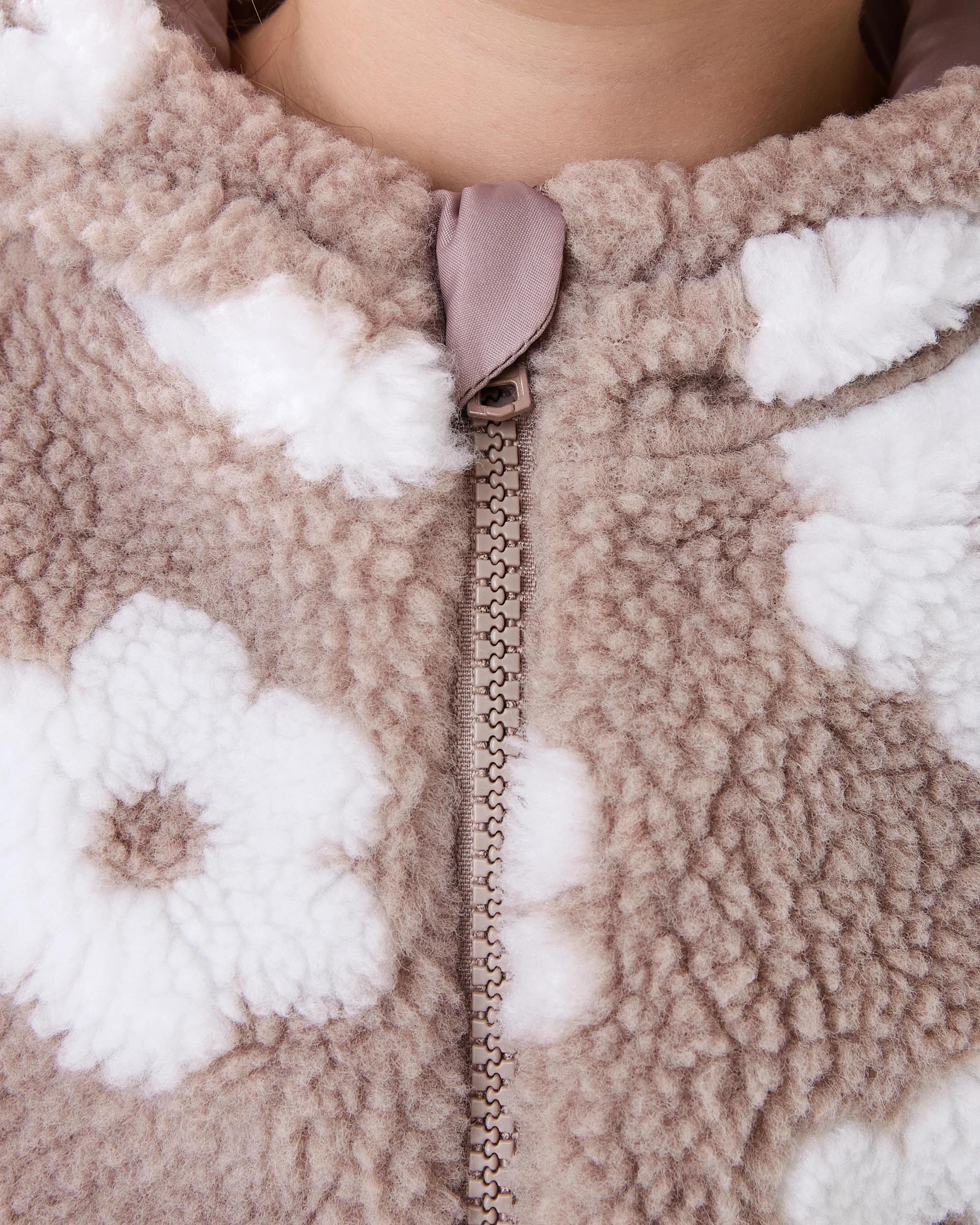 5 Sherpa Lined Zip Through Hoodie Brwn Florl, 5 of 10