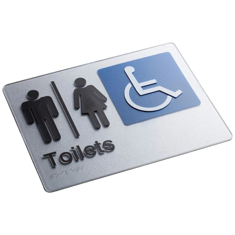 1 Sandleford Braille Sign Male, Female and Disabled Toilet, 1 of 1