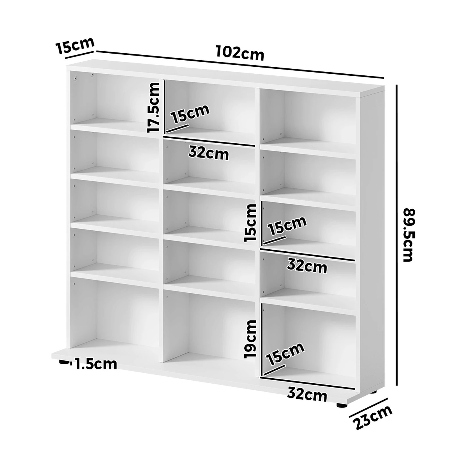5 Oikiture Bookshelf Display Shelf Unit Bookcase CD Media Storage Rack - White, 5 of 9