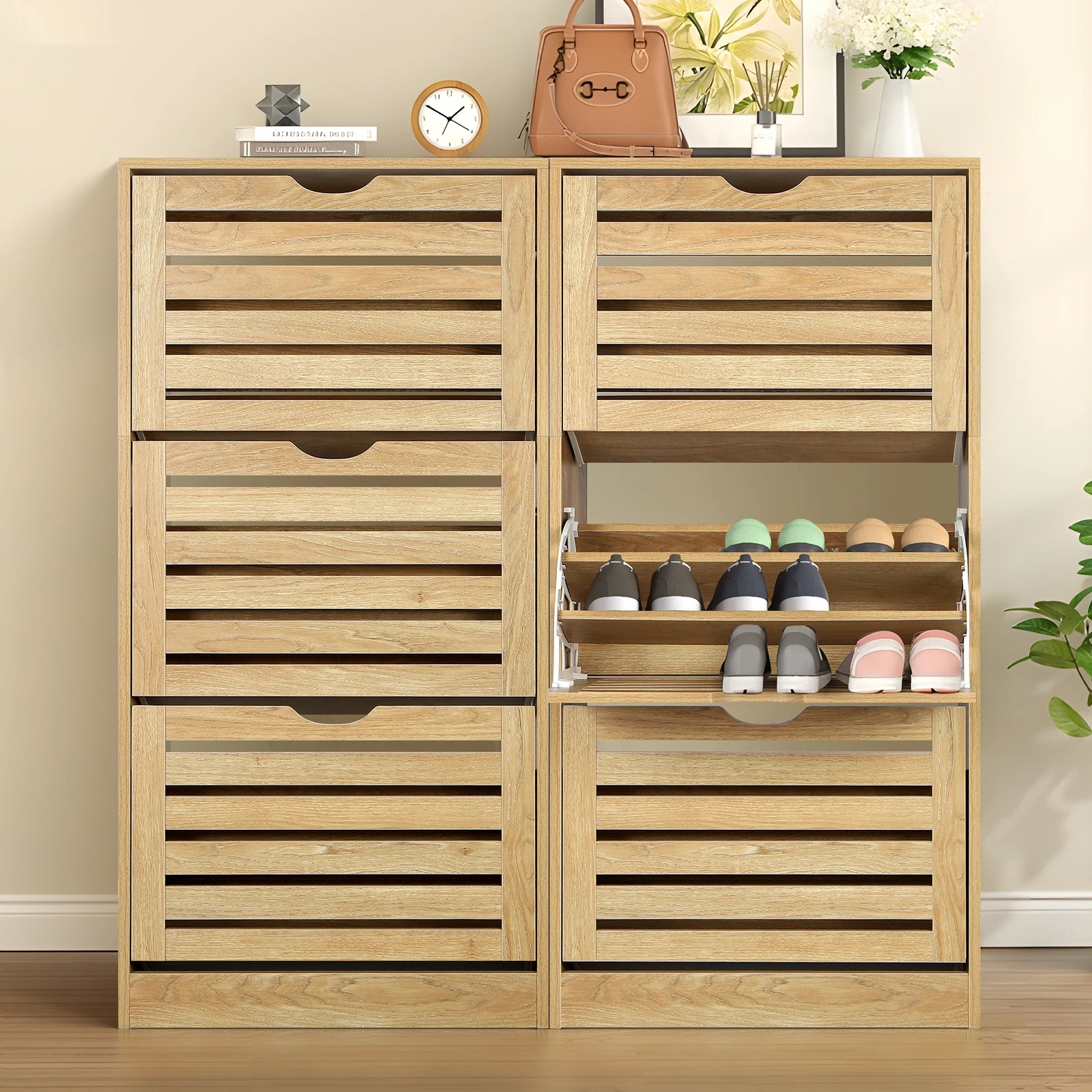9 Alfordson Shoe Cabinet Storage Rack Flip Drawers - Oak, 9 of 10