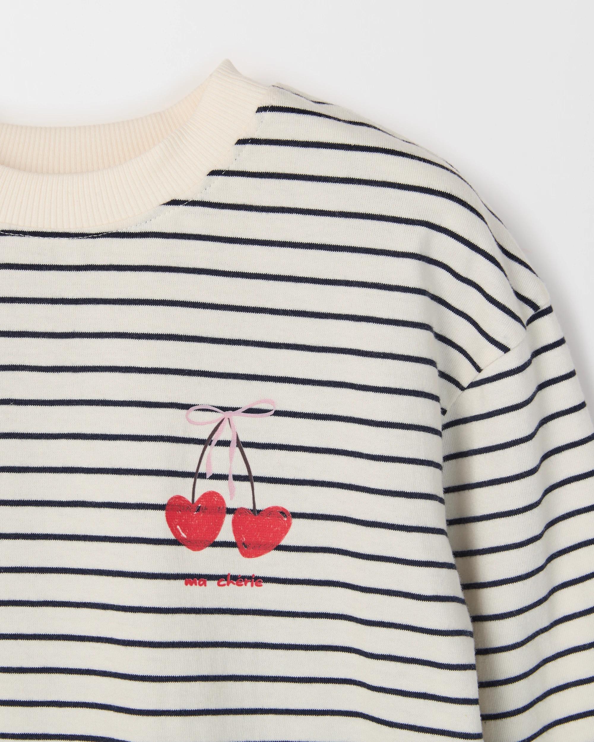 2 Target Kids Australian Cotton Long Sleeve T-Shirt STRIPE AOP AND CHERRY PLACEMENT, 2 of 2