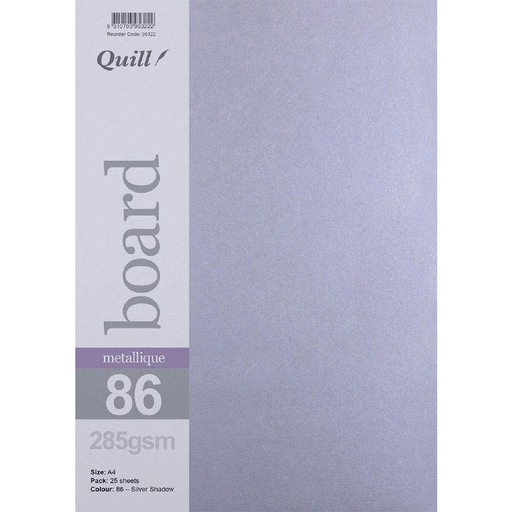 1 Quill A4 285gsm Metallique Board Silver Shadow 25 Pack, 1 of 1