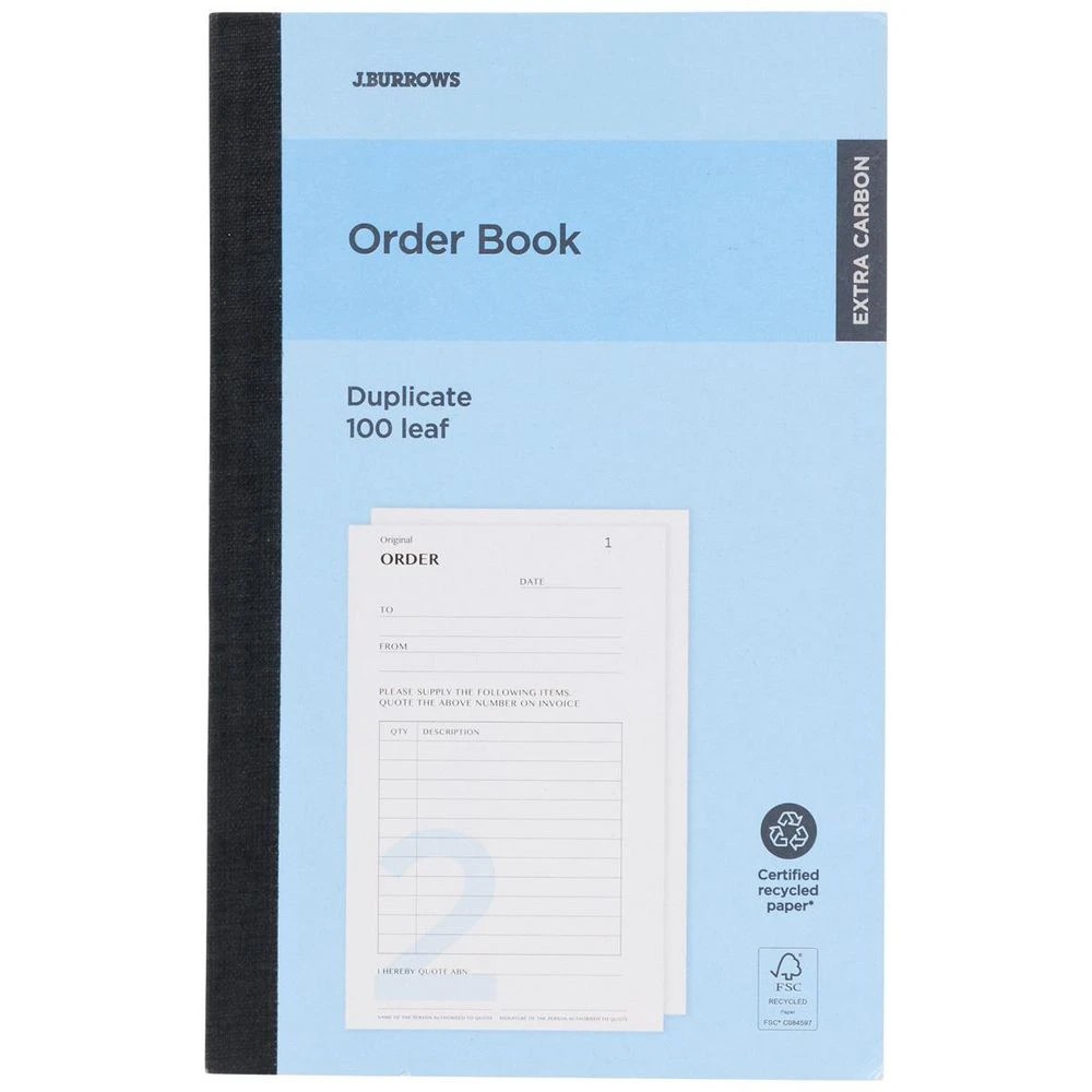 1 J.Burrows Carbon Duplicate Order Book 100 Leaf, 1 of 1