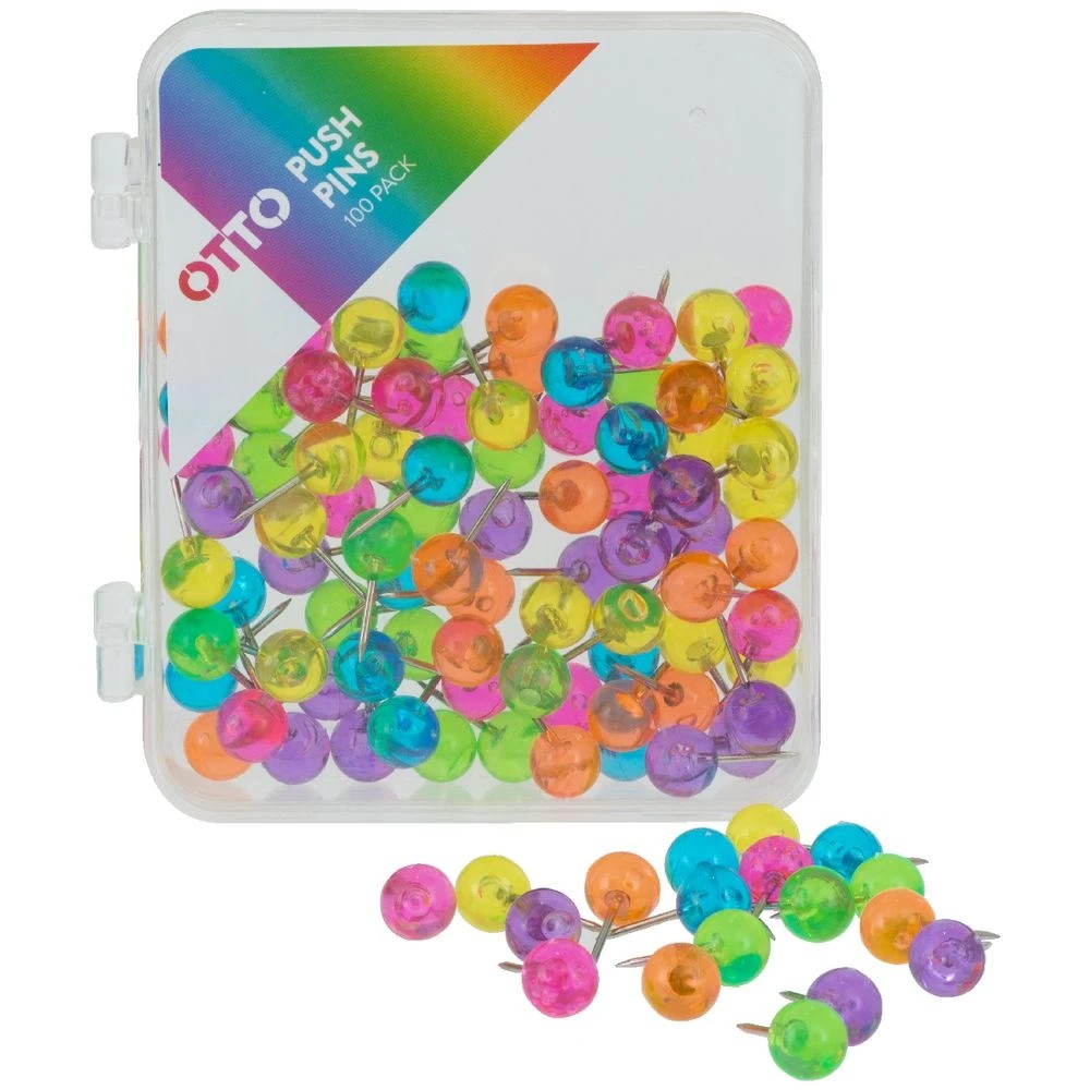 2 Otto Round Push Pins Assorted 100 Pack, 2 of 3