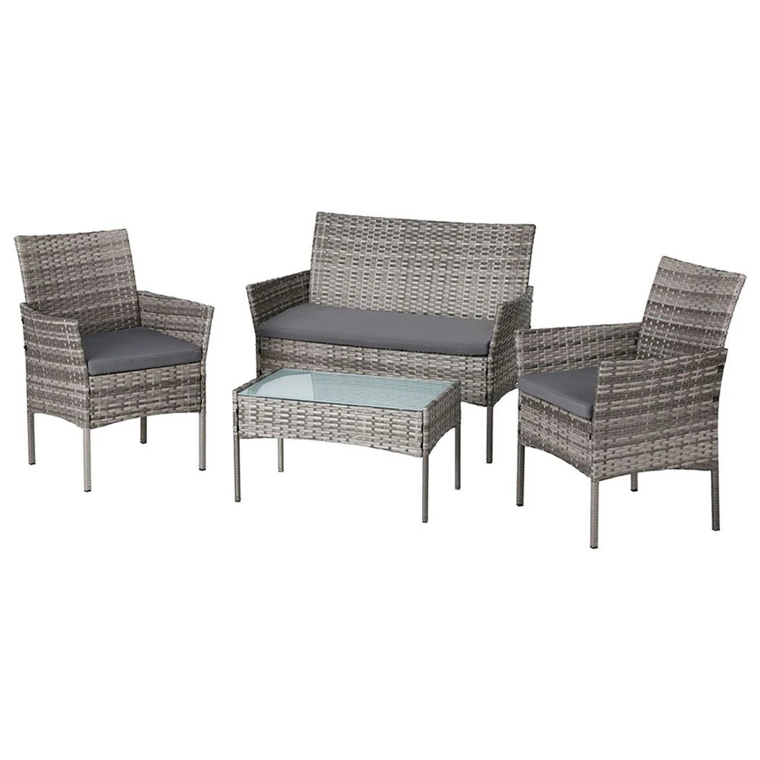 1 Gardeon 4 Seater Outdoor Sofa Set Wicker Setting Table Chair Furniture
 - grey, 1 of 3