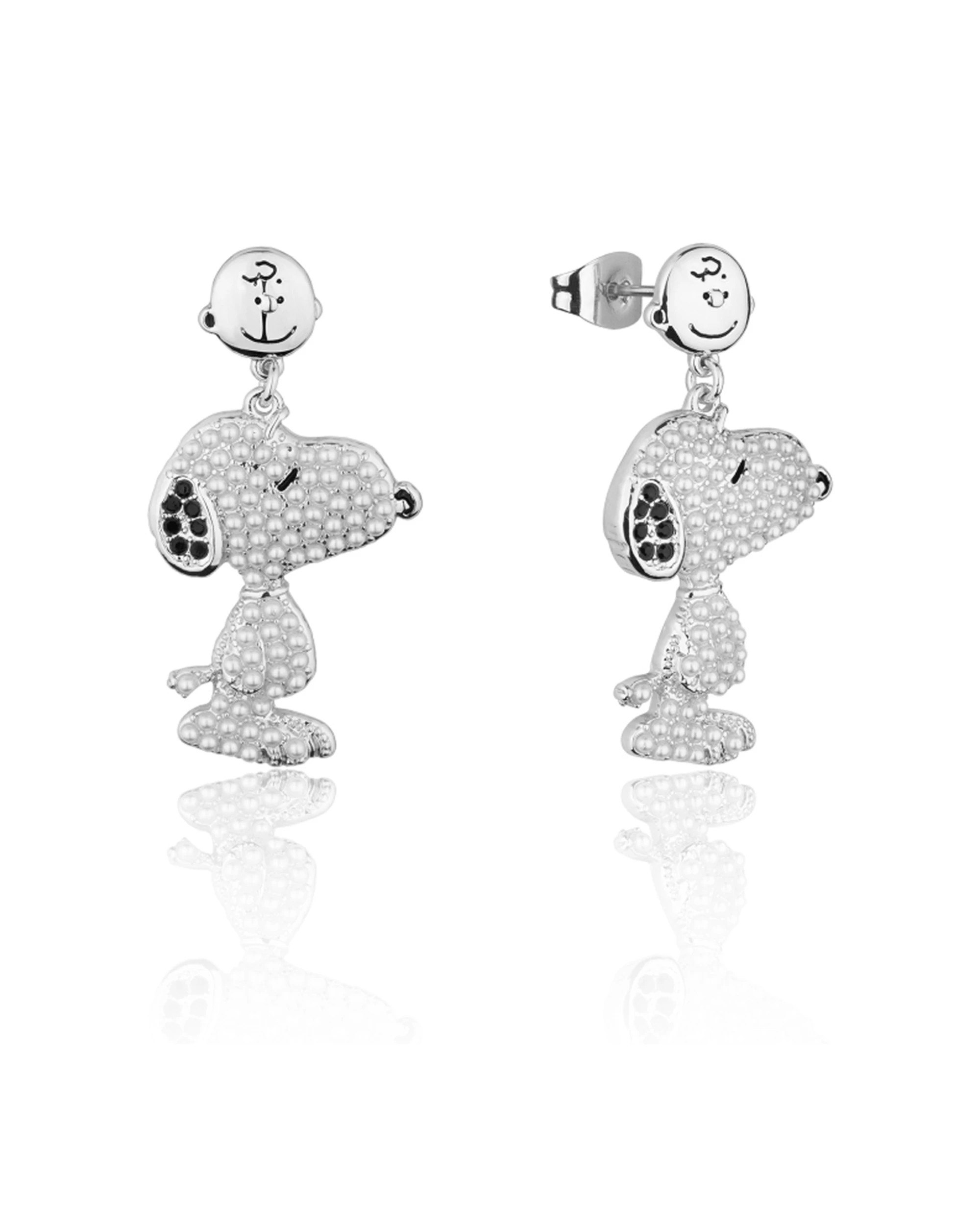 1 Couture Kingdom Peanuts Snoopy And Charlie Drop Earrings Jewellery 35mm - Silver, 1 of 2