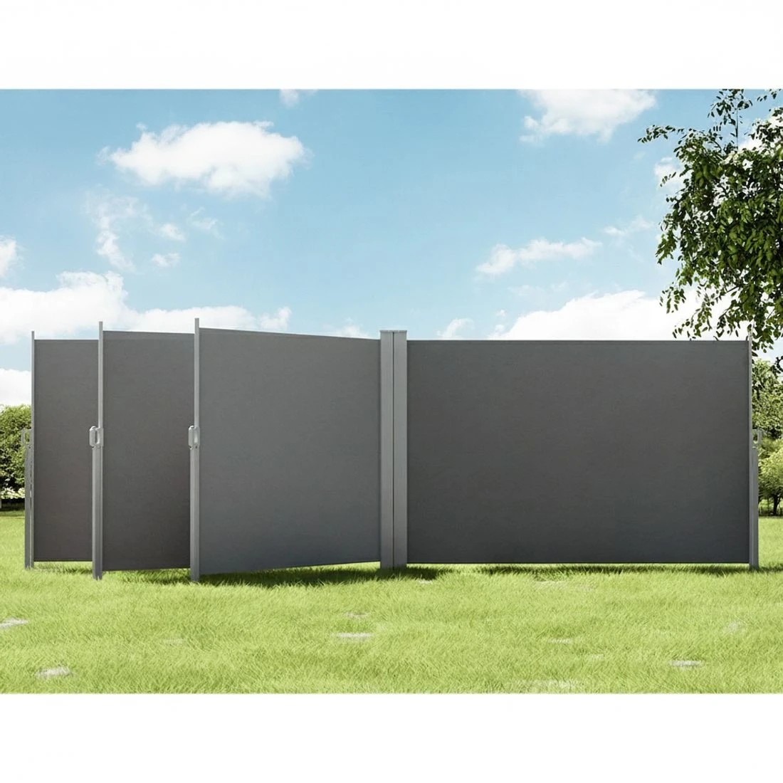 4 Instahut Side Awning Sun Shade Outdoor Retractable Privacy Screen 1.8X6M - Grey, 4 of 6