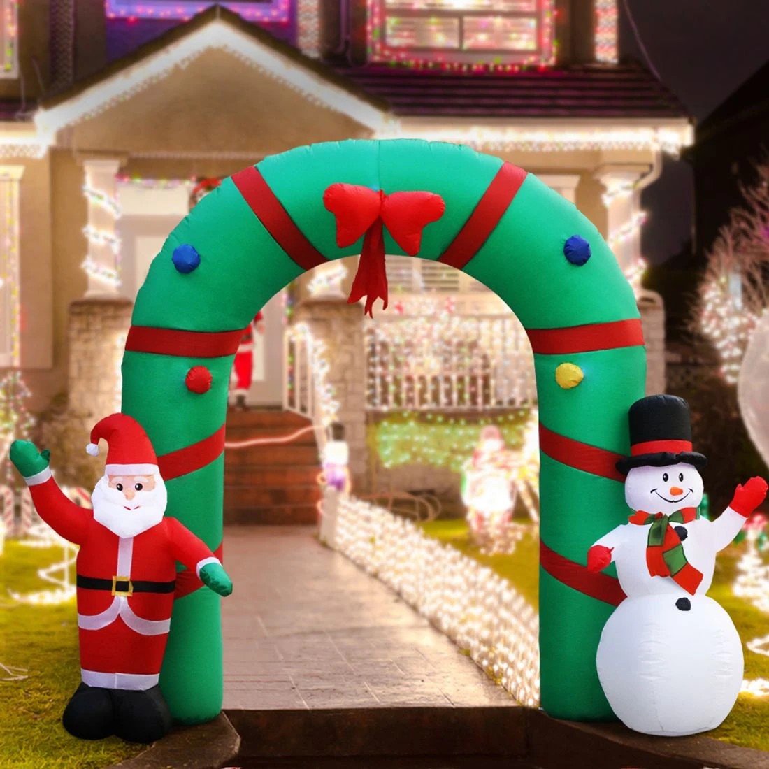 7 Jingle Jollys Christmas Inflatable Archwary 2.8M Illuminated Decorations - Multi, 7 of 7