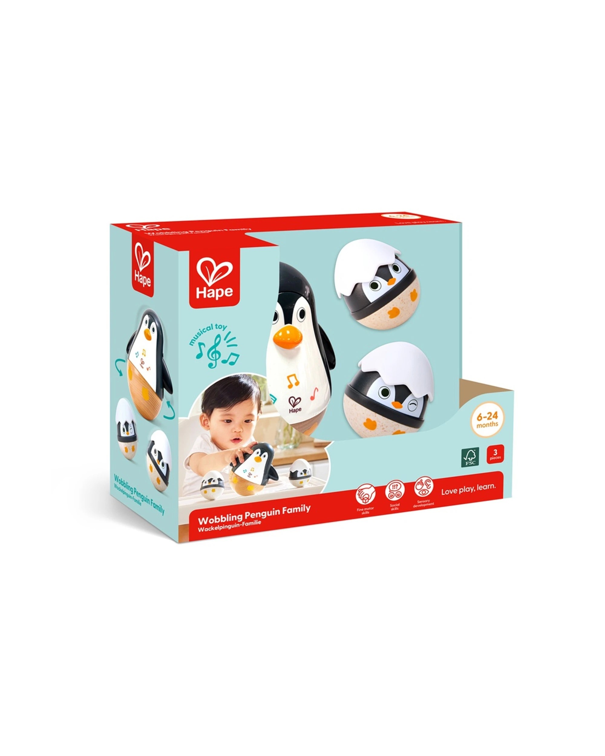2 Hape Penguin Family Musical Toys Set Fine Motor Skills Development - Multi, 2 of 4