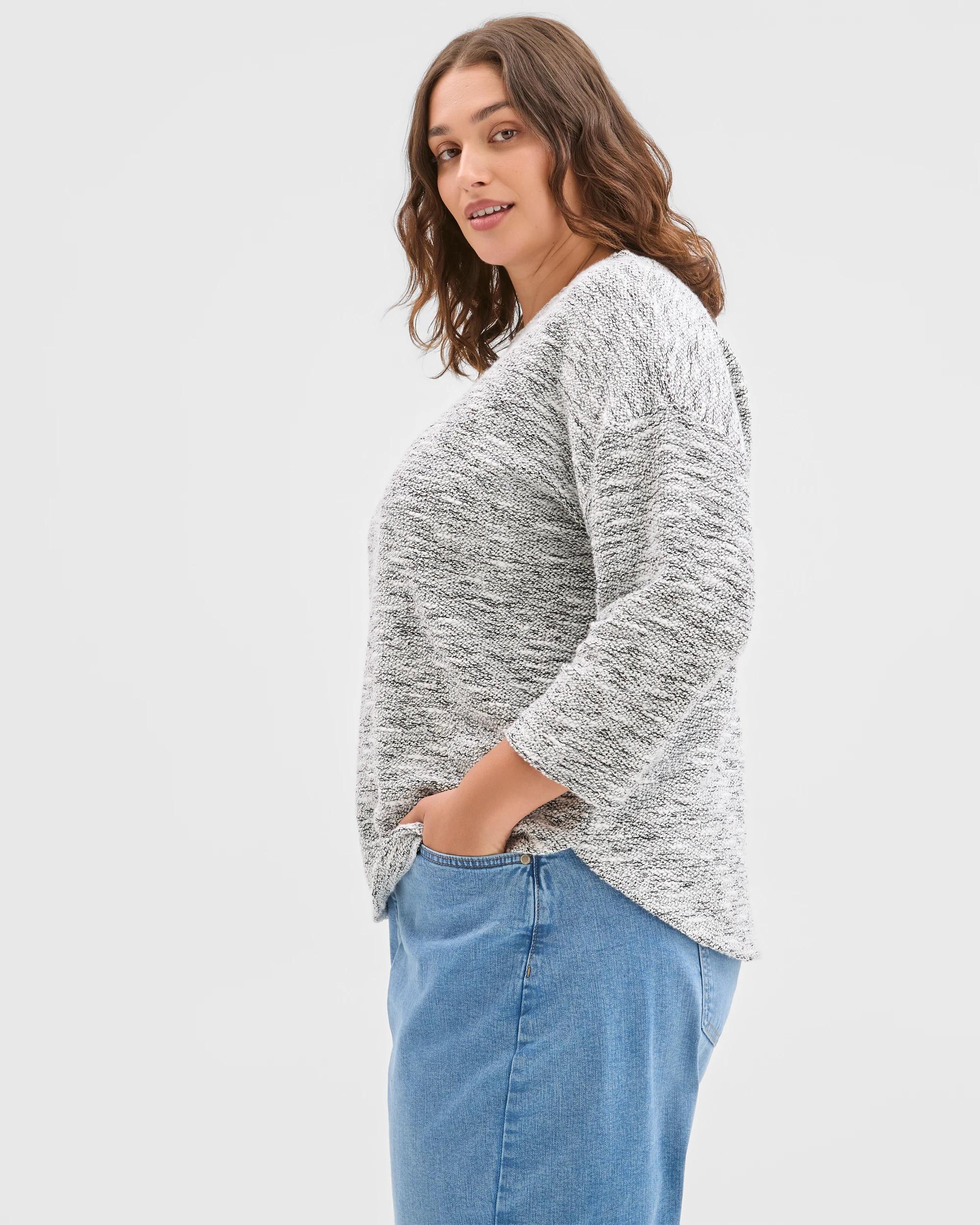 6 Target Curve Plus Size Australian Cotton Blend Curved Hem Textured Top CLOUD DANCER/COCONUT TWIST, 6 of 6
