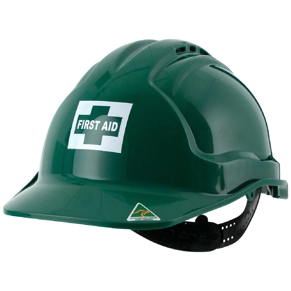 1 Tuffgard Vented Safety Hard Hat First Aid Green, 1 of 1