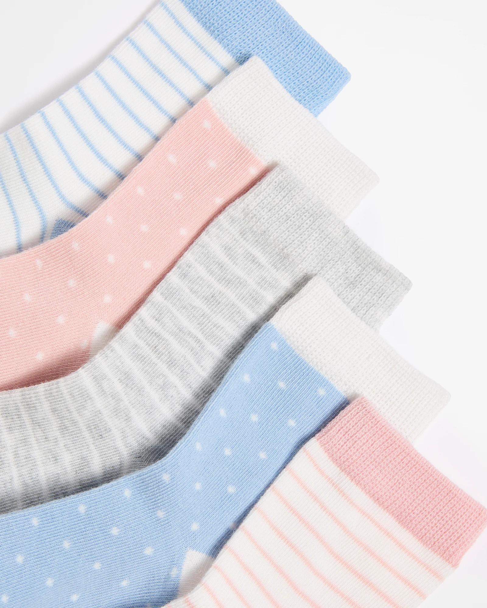2 Kids Crew Cut Spot/ Stripe 5 Pack Socks - Maxx SPOT STRIPES PINK/BLUE, 2 of 3