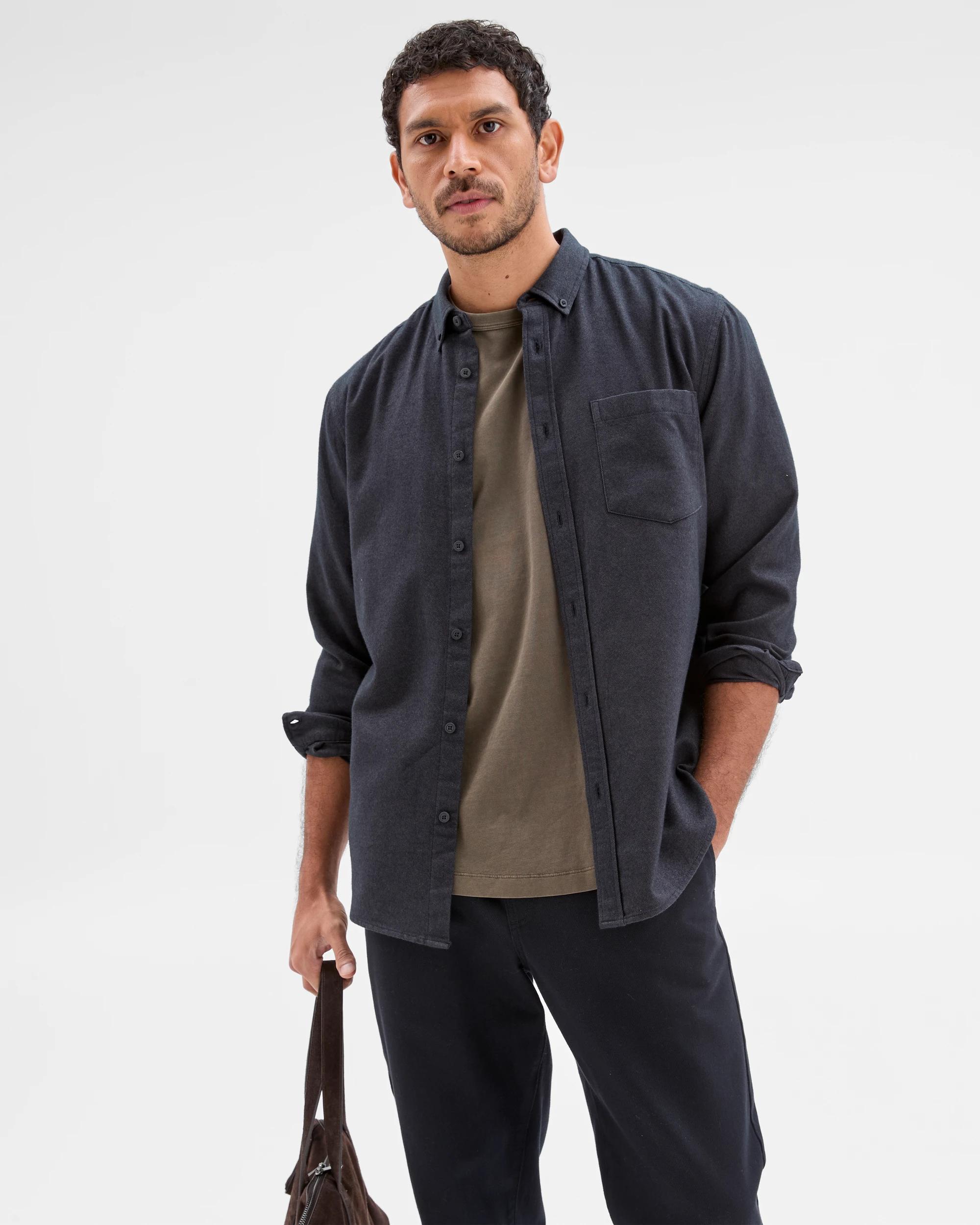 3 Target Australian Cotton Long Sleeve Oxford Shirt BLACK, 3 of 8