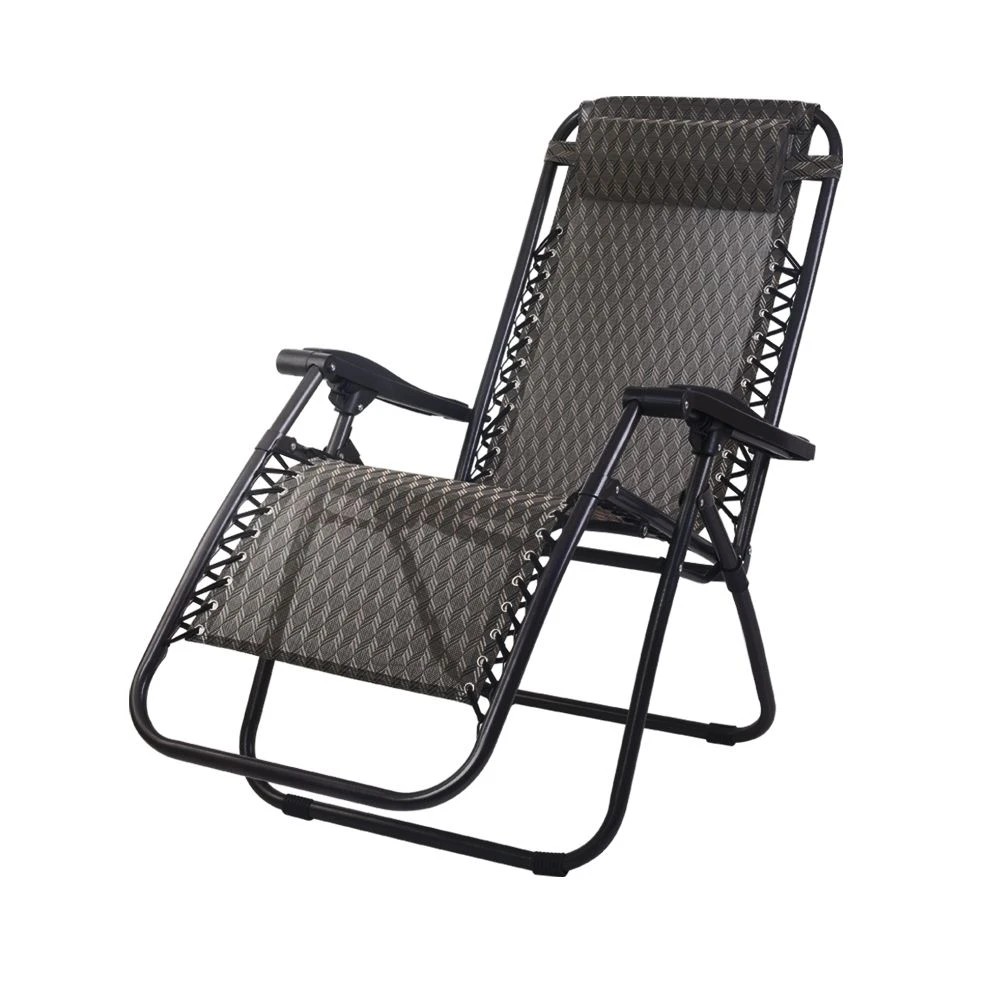 1 Gardeon Zero Gravity Chair Folding Outdoor Recliner Adjustable Sun Lounge Camping - Grey, 1 of 8