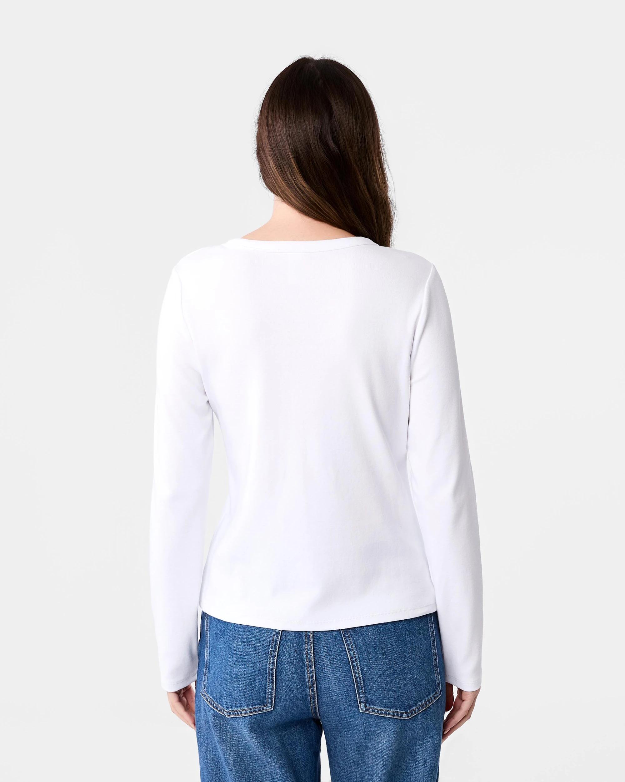 3 Long Sleeve Asymmetric Neck Top White, 3 of 5