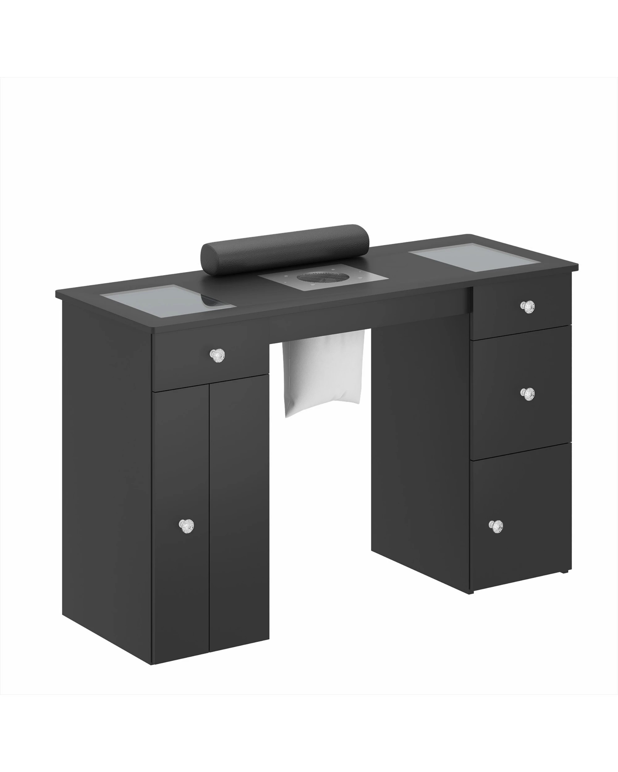 2 Advwin Manicure Table With Dust Collector Glass Top Acetone Resistant Drawers Shelves - Black, 2 of 4