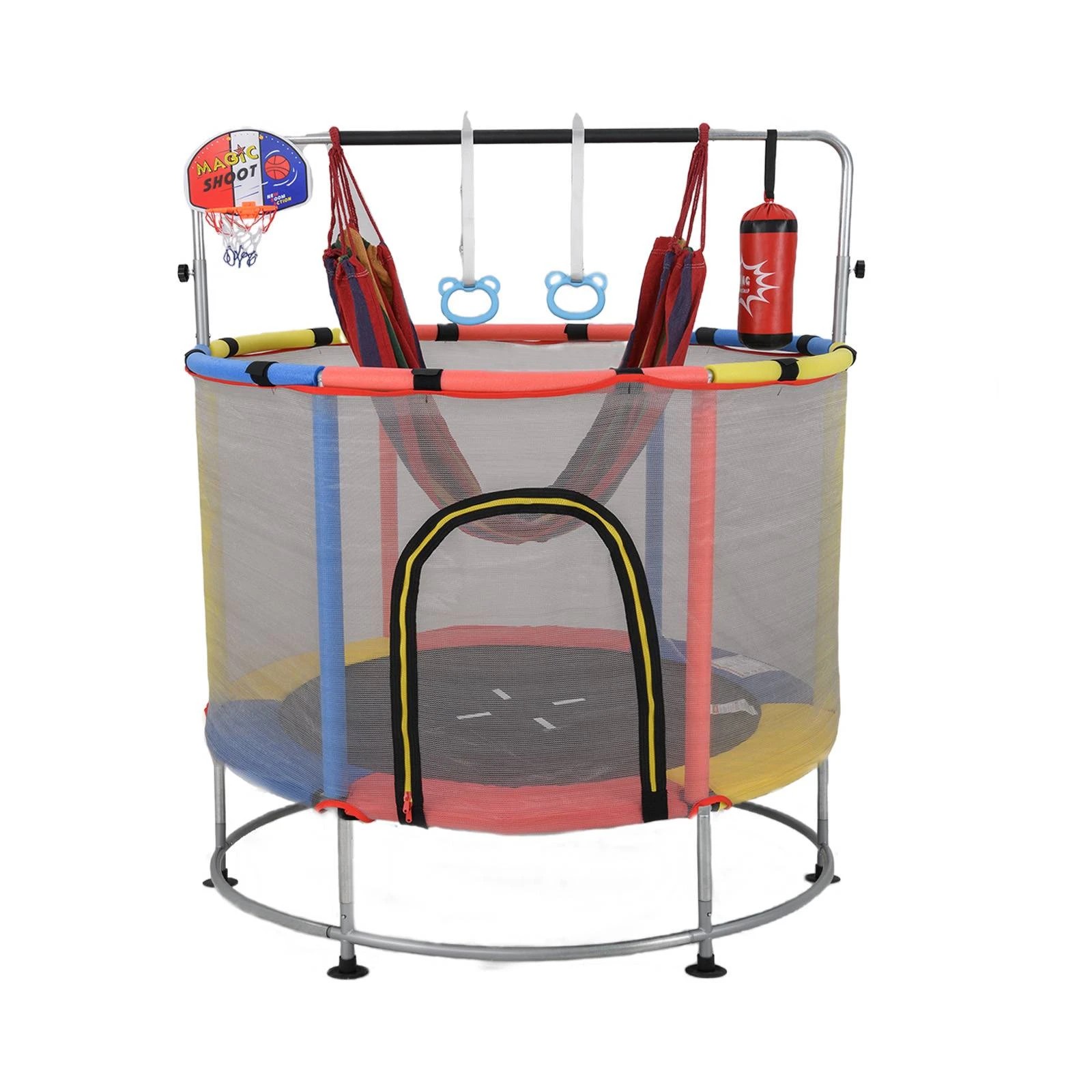 1 Costway Kids Trampoline Toddler Play Activity Center w/Punching Bag Red, 1 of 2