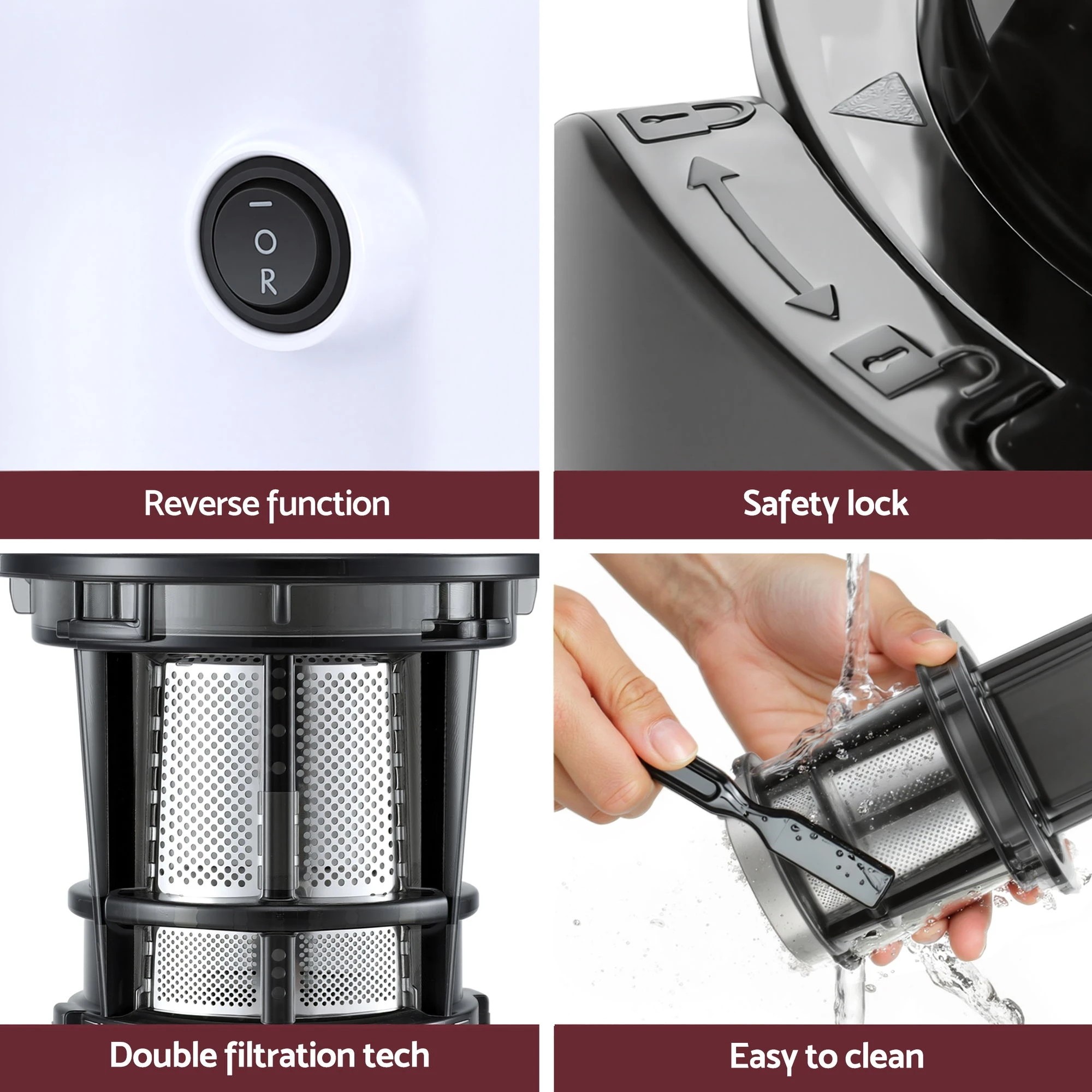 4 Devanti Slow Juicer Cold Press Fruit Juice Extractor 130W - White, 4 of 4