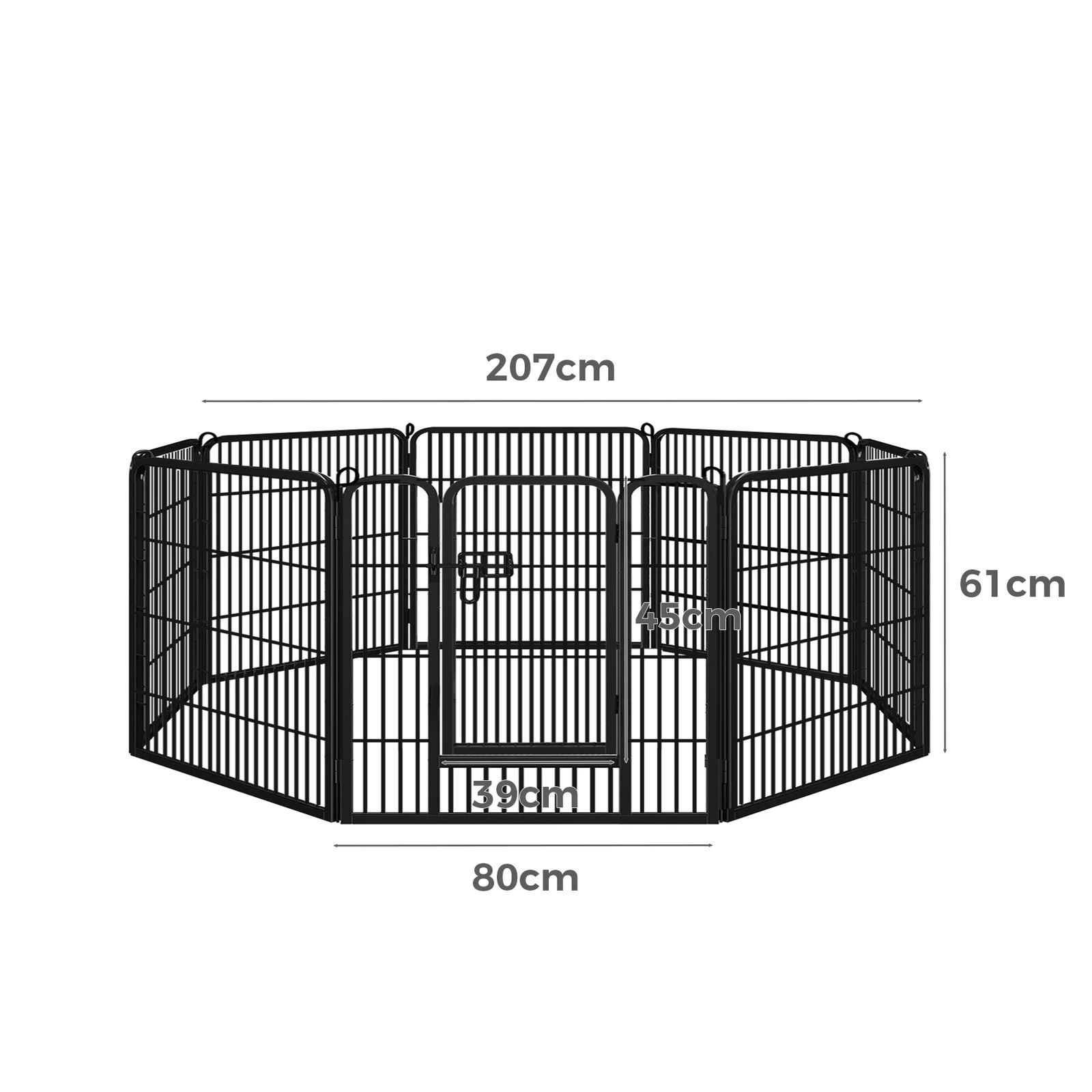 6 Beastie Pet Playpen 24 Inch Large 8 Panel Fence Enclosure Dog Metal Exercise Pen - Black, 6 of 8