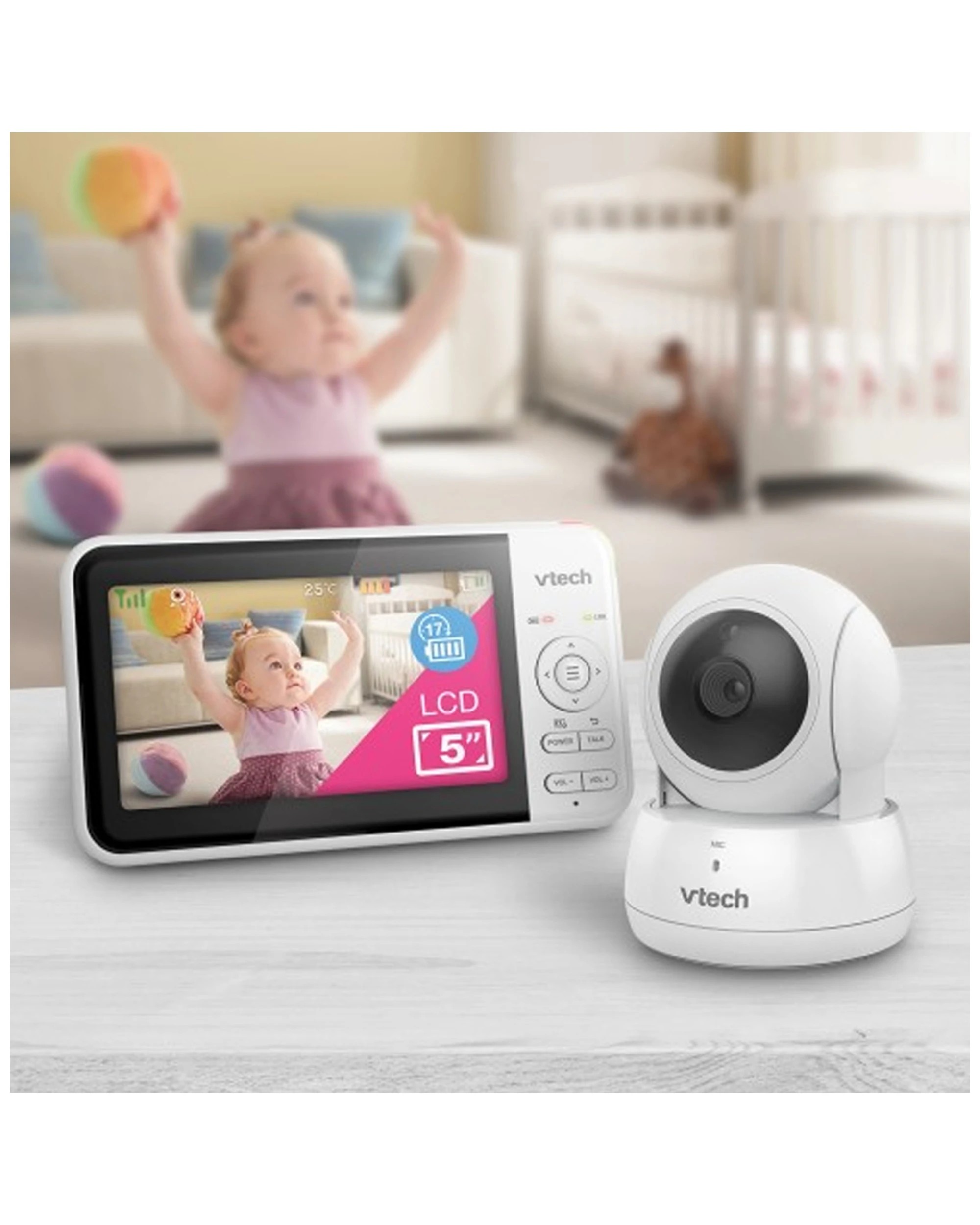 3 Vtech Bm5550au Pan & Tilt 13cm Full Colour Video & Audio Baby Monitor
 - White, 3 of 3