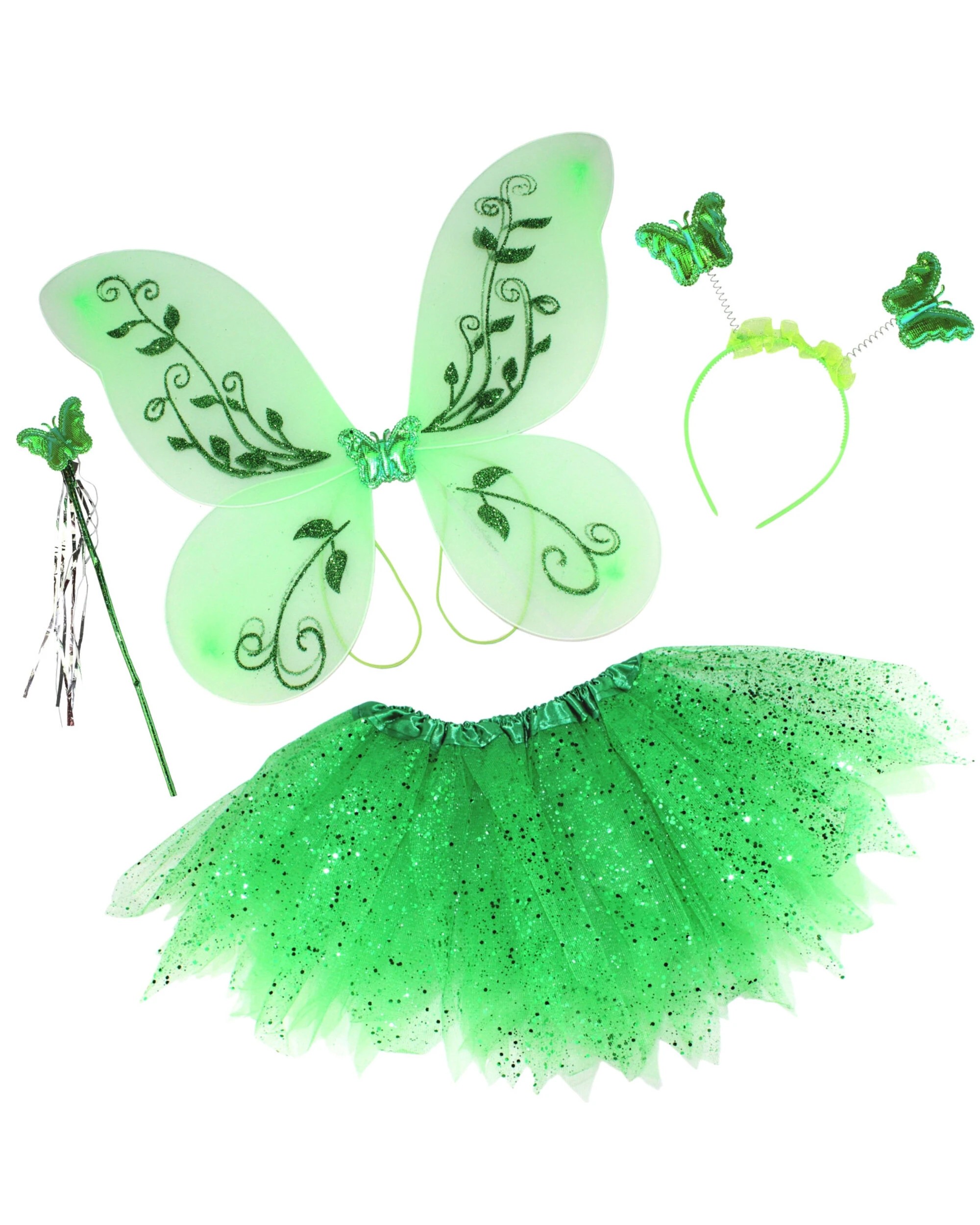 1 Party Planet Enchanted Fairy Headband, Wand, Wings and Tutu Set - One Size - Green, 1 of 3