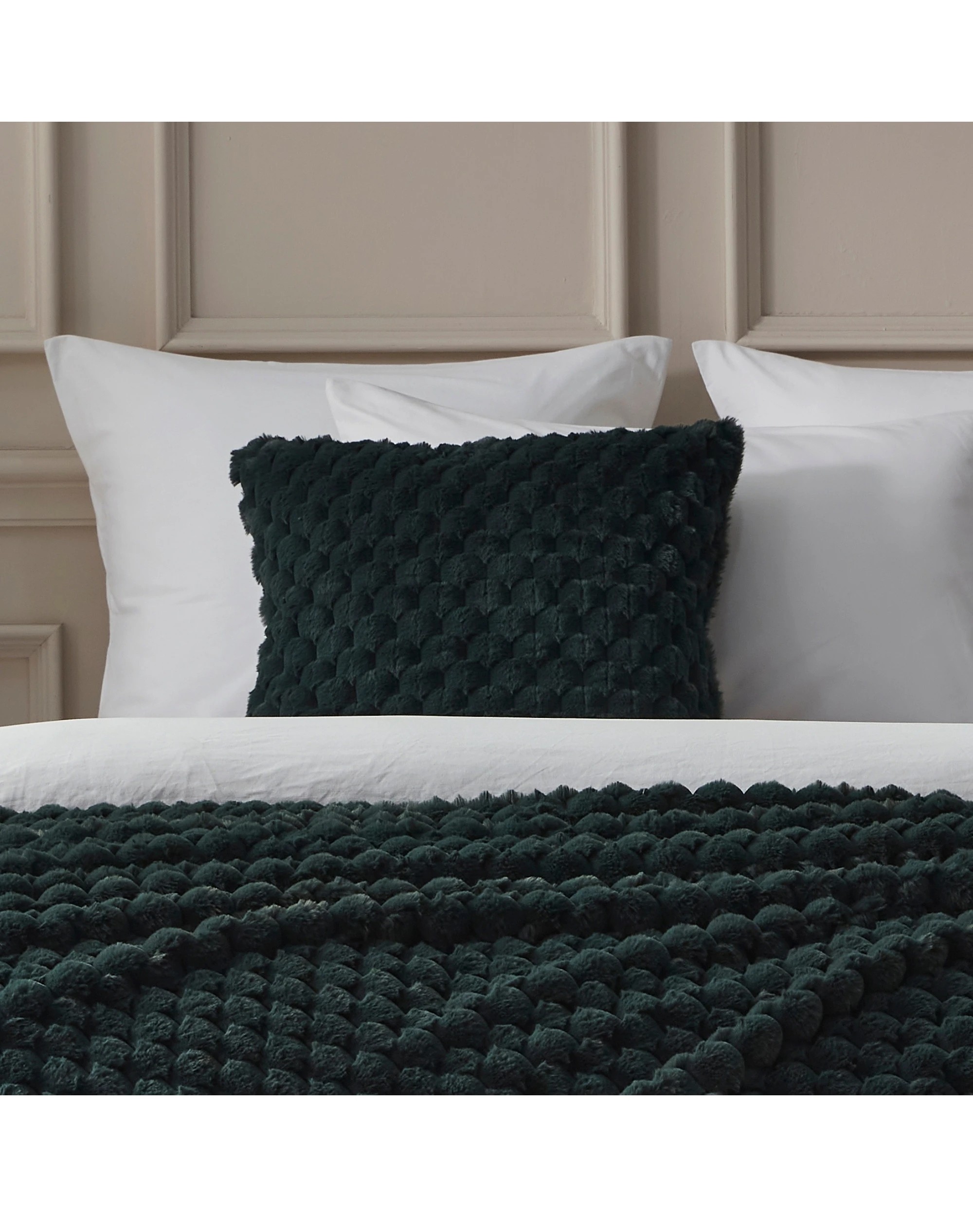 4 Dreamaker Emmett Textured Faux Fur Cushion 50x50cm - Deep Teal, 4 of 6